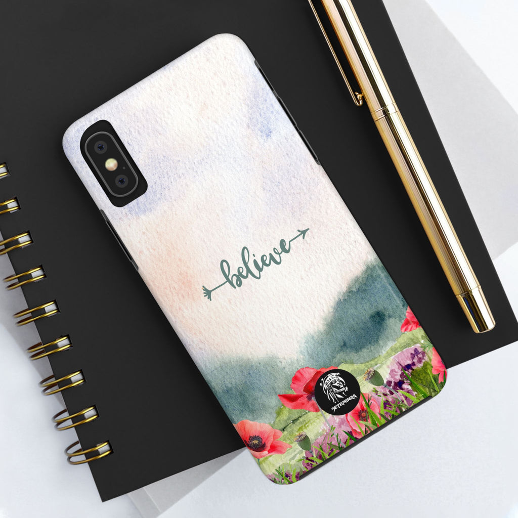 Believe Tough Phone Case (For iPhone, Galaxy & More) - Watercolor Flower
