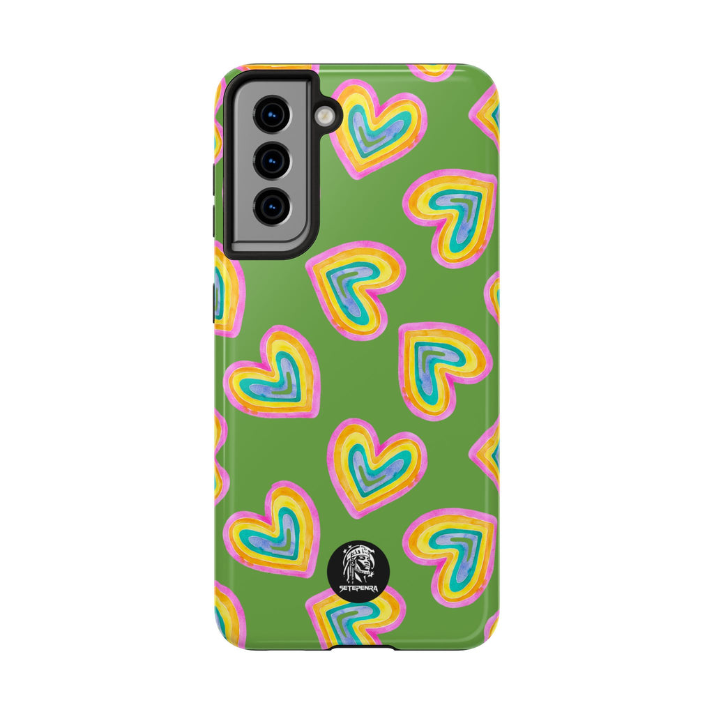 Rainbow Heart Tough Phone Case (For iPhone, Galaxy & More) - Green