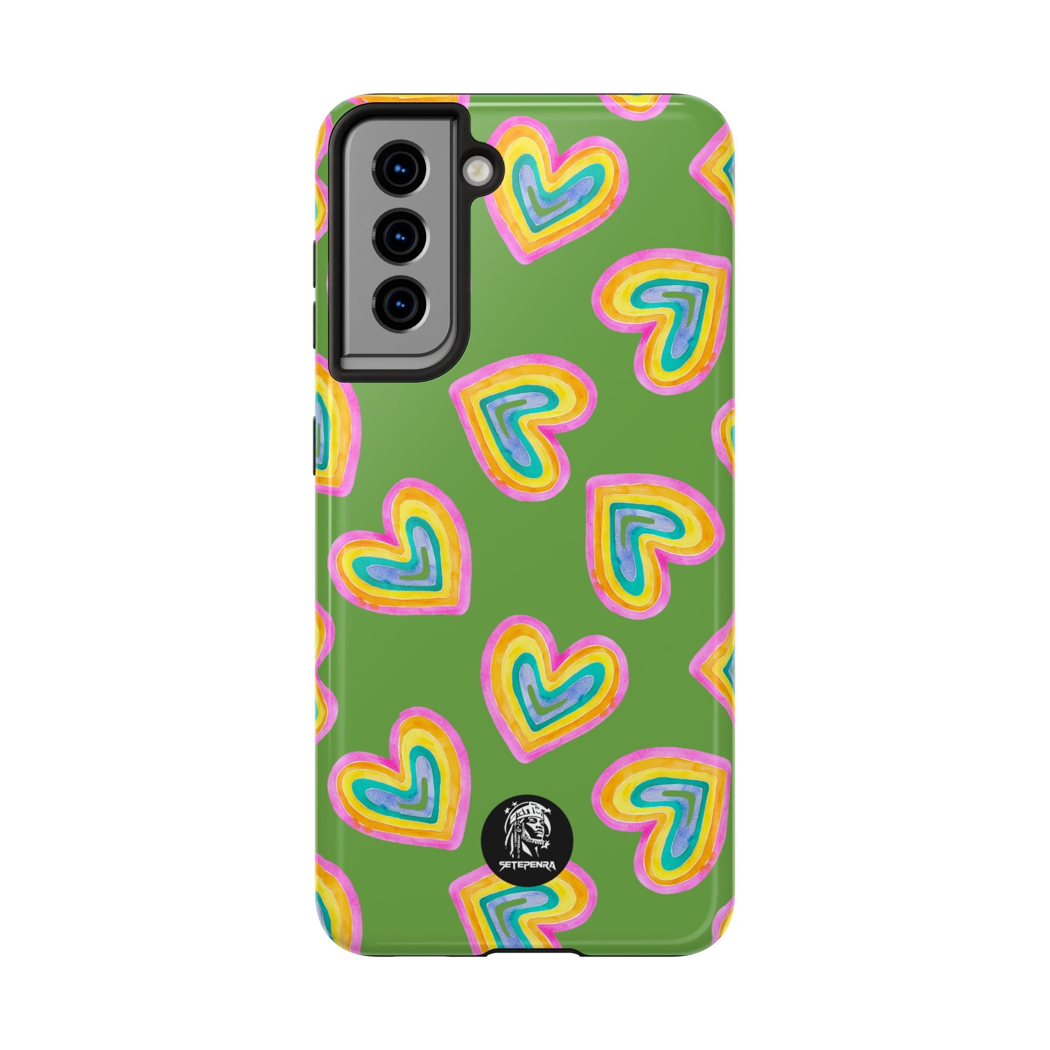 Rainbow Heart Tough Phone Case (For iPhone, Galaxy & More) - Green
