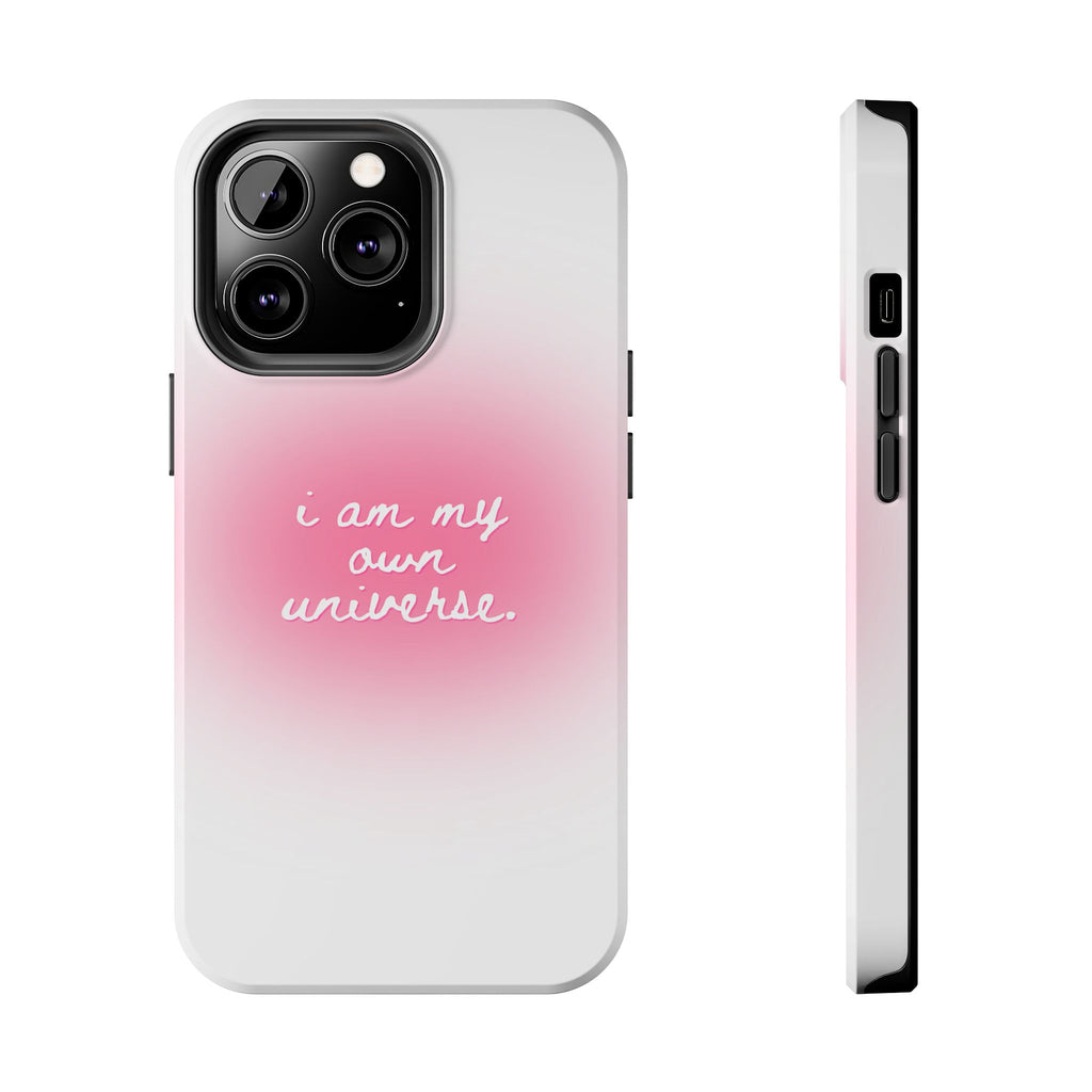 I Am My Own Universe — Pink On White Protective Cover Tough Phone Case