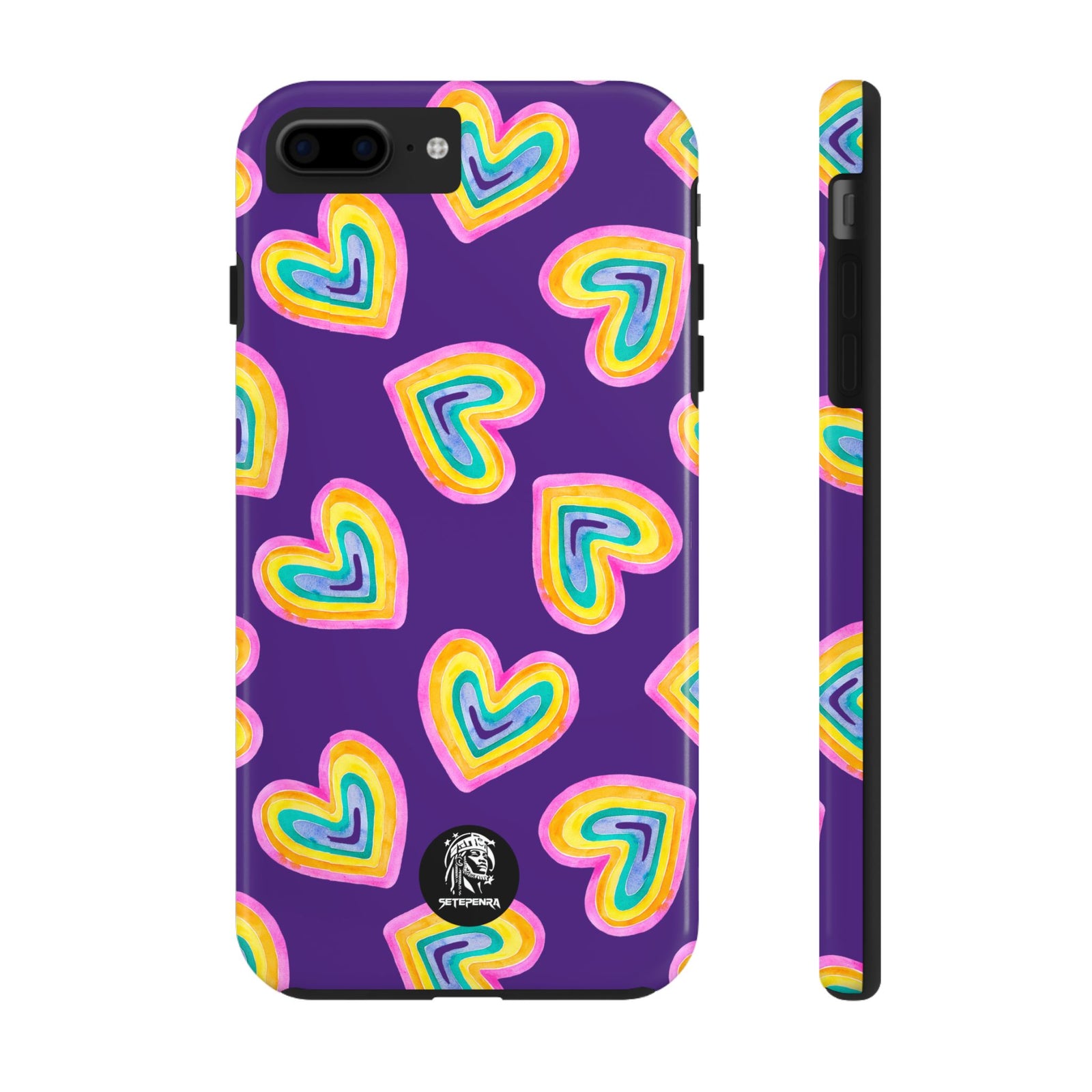 Rainbow Heart Tough Phone Case (For iPhone, Galaxy & More) - Purple SETEPENRA Phone Case.