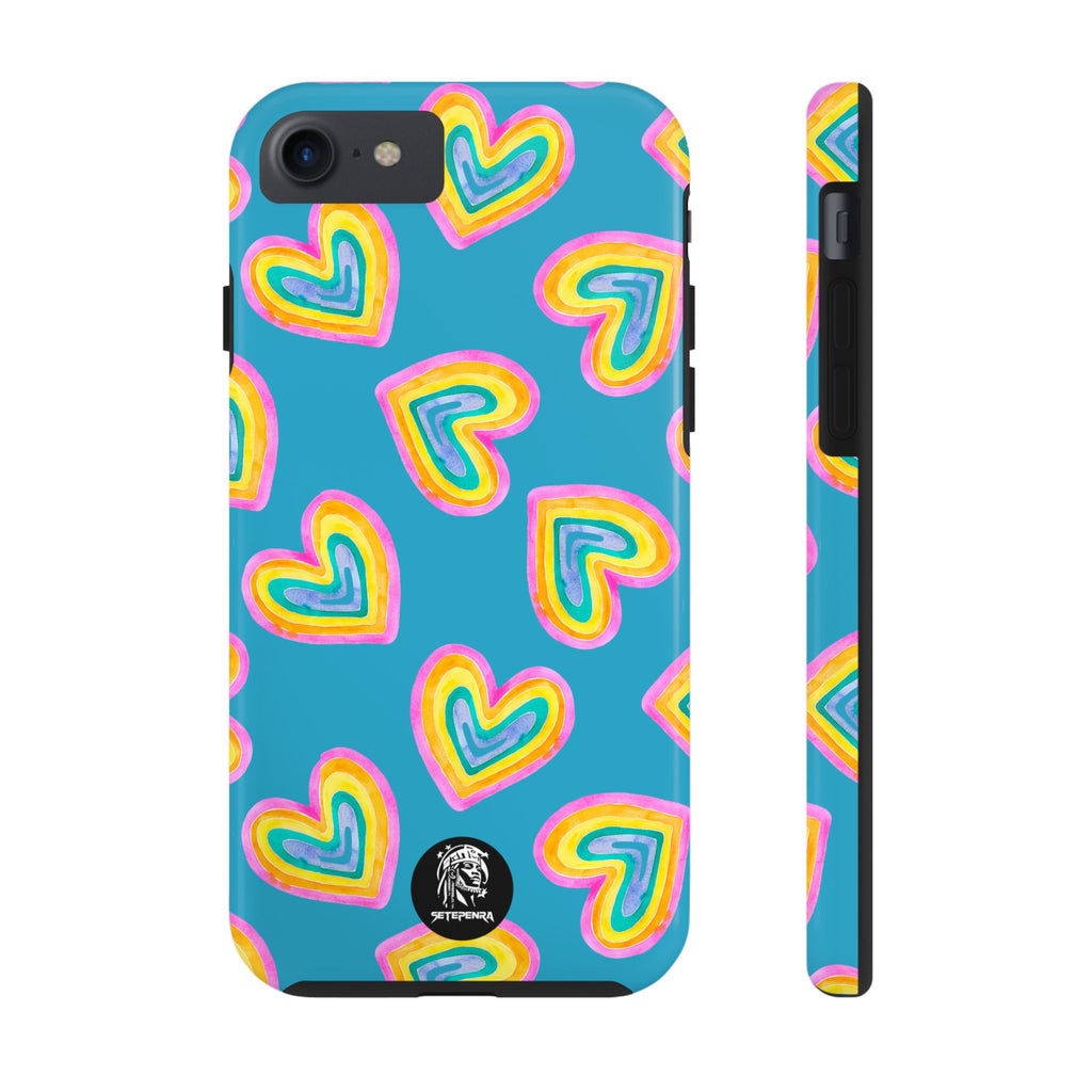 Rainbow Heart Tough Phone Case (For iPhone, Galaxy & More) - Turquoise SETEPENRA Phone Case.