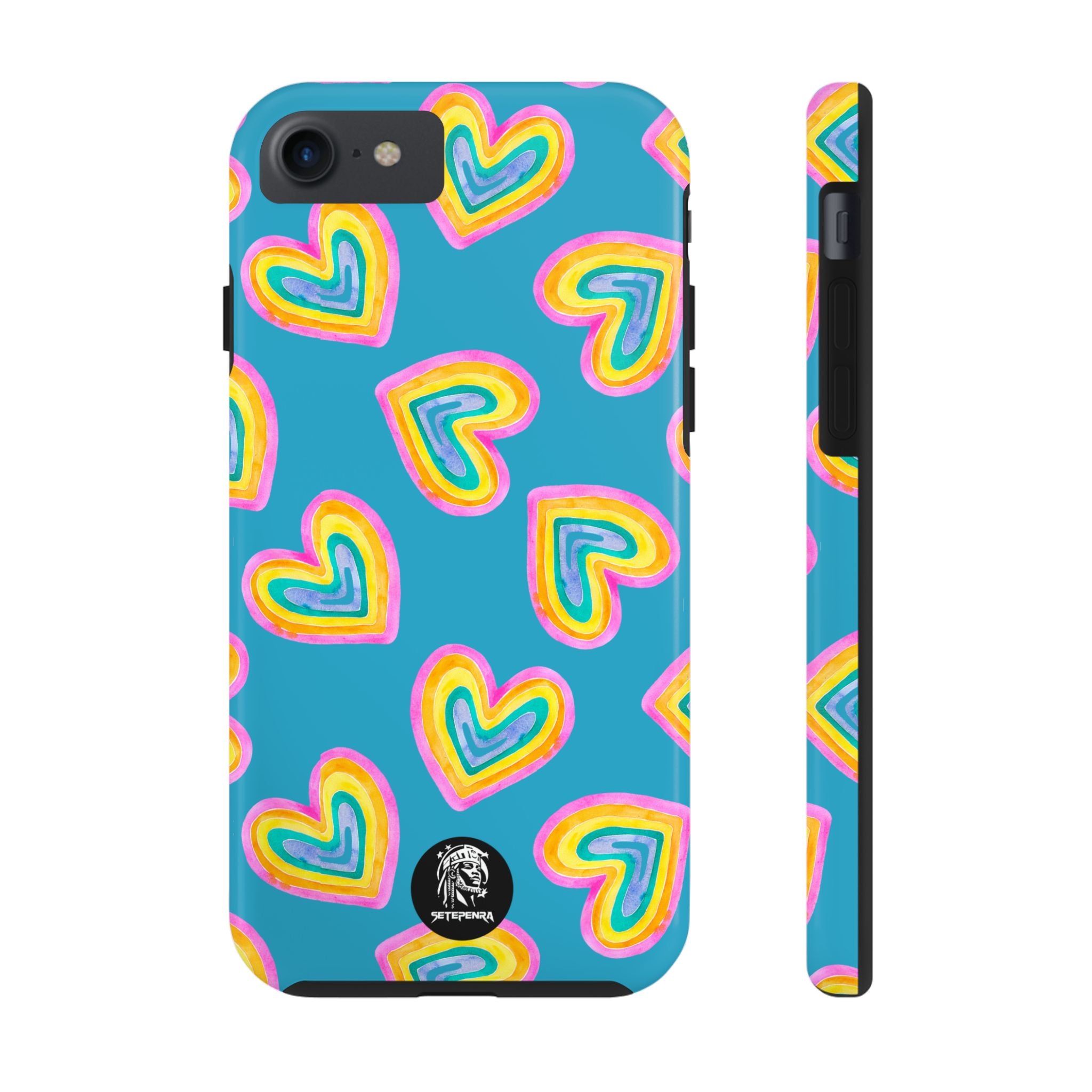 Rainbow Heart Tough Phone Case (For iPhone, Galaxy & More) - Turquoise SETEPENRA Phone Case.