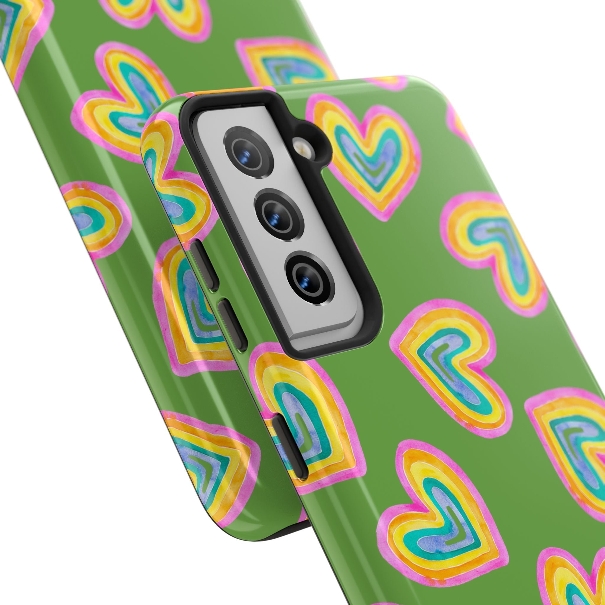 Rainbow Heart Tough Phone Case (For iPhone, Galaxy & More) - Green SETEPENRA Phone Case.