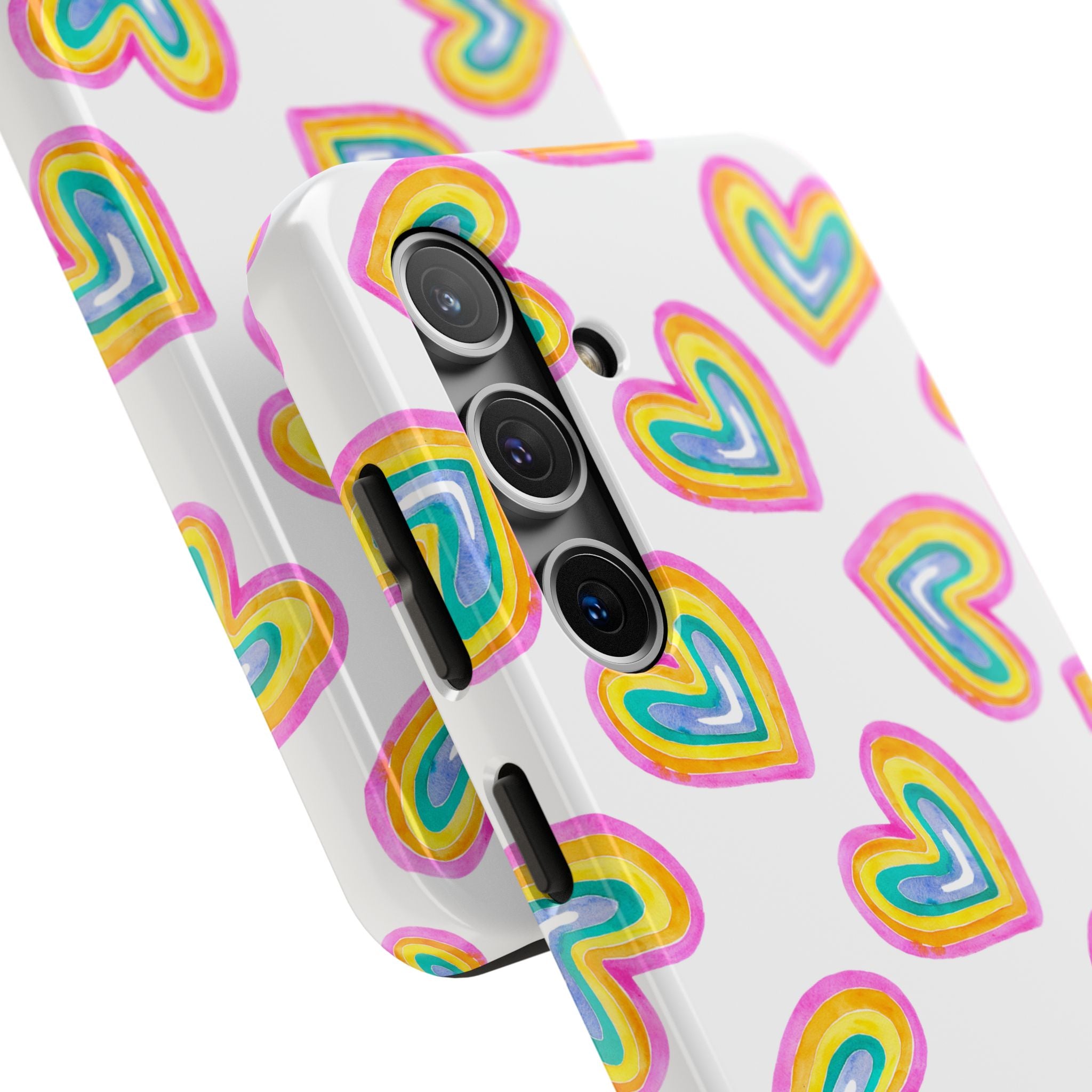 Rainbow Heart Tough Phone Case — Durable Cute Protective Phone Cover