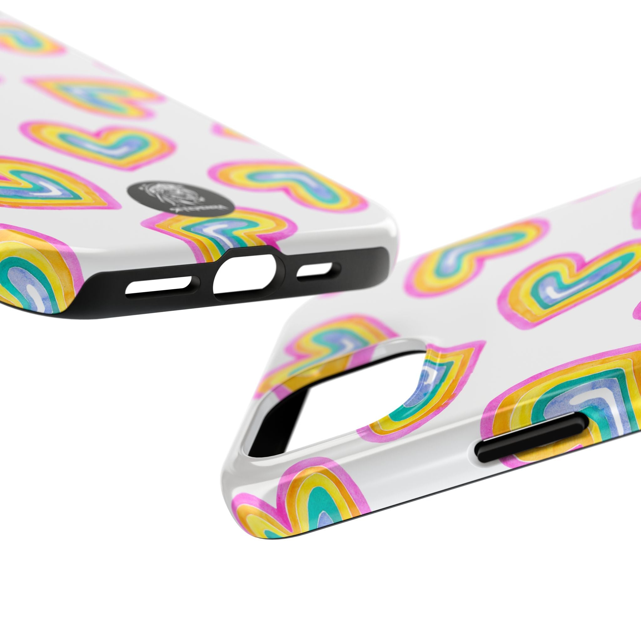 Rainbow Heart Tough Phone Case (For iPhone, Galaxy & More) - White