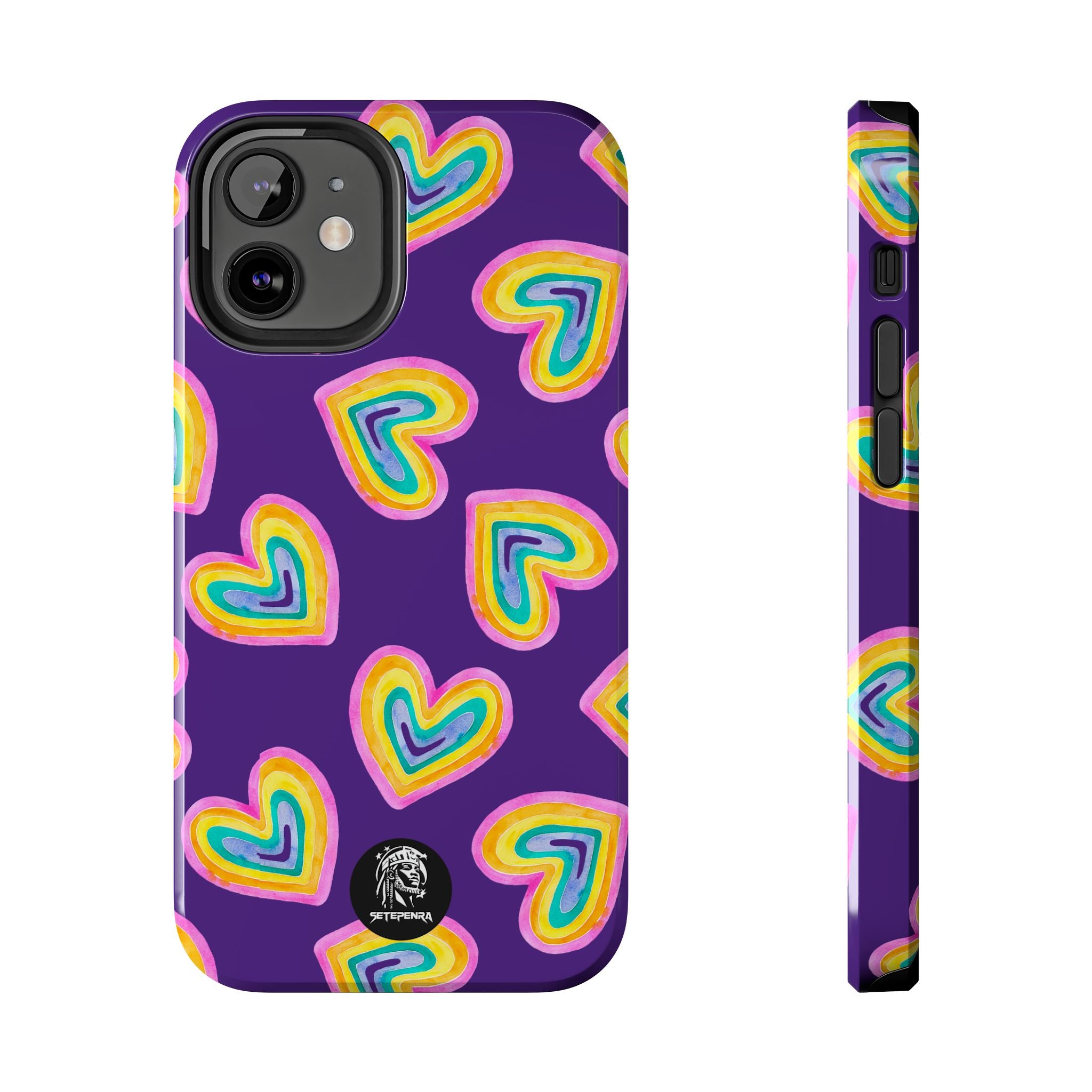 Rainbow Heart Tough Phone Case (For iPhone, Galaxy & More) - Purple SETEPENRA Phone Case.