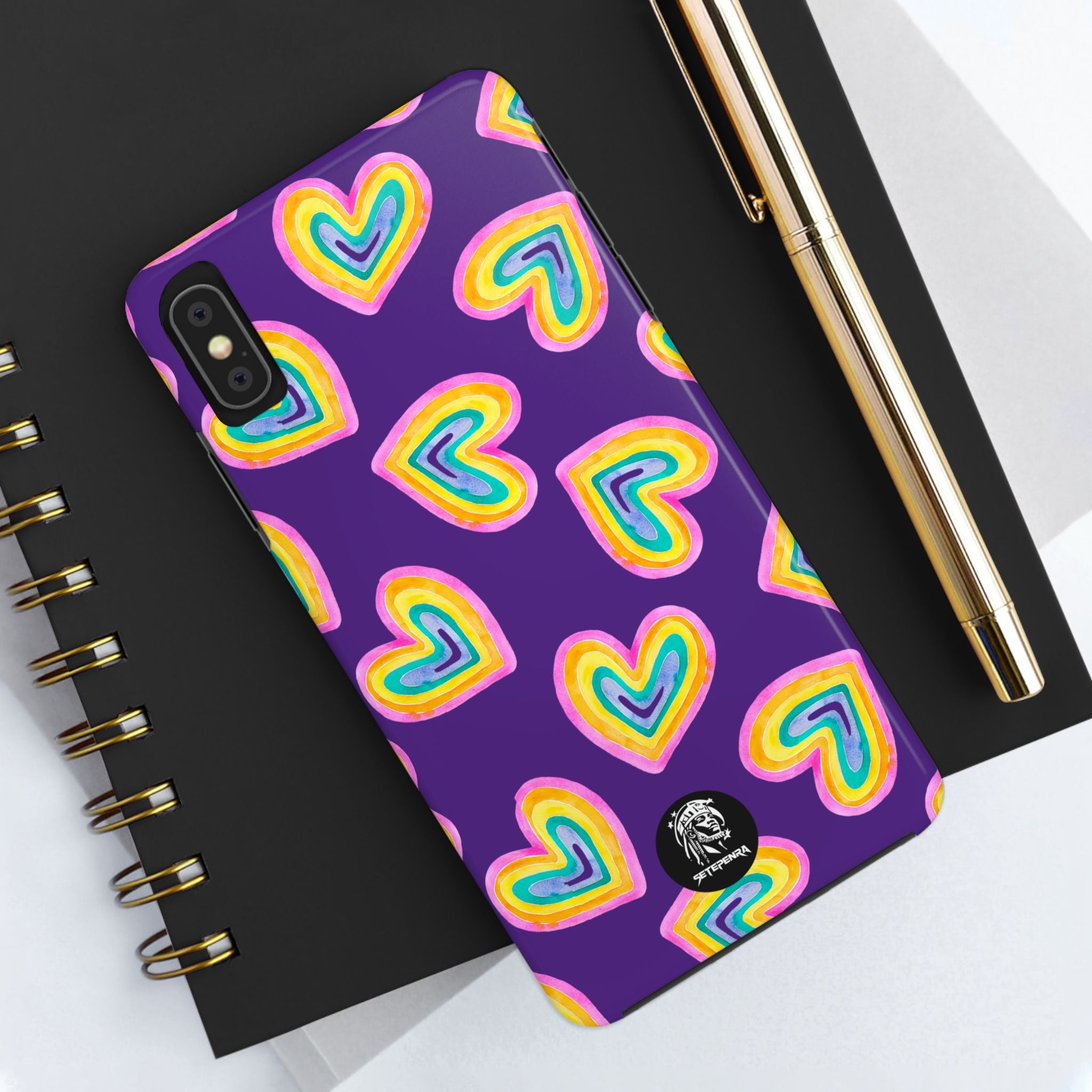 Rainbow Heart Tough Phone Case (For iPhone, Galaxy & More) - Purple