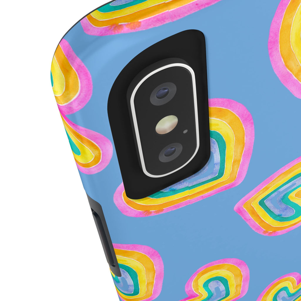 Rainbow Heart Tough Phone Case (For iPhone, Galaxy & More) - Light Blue