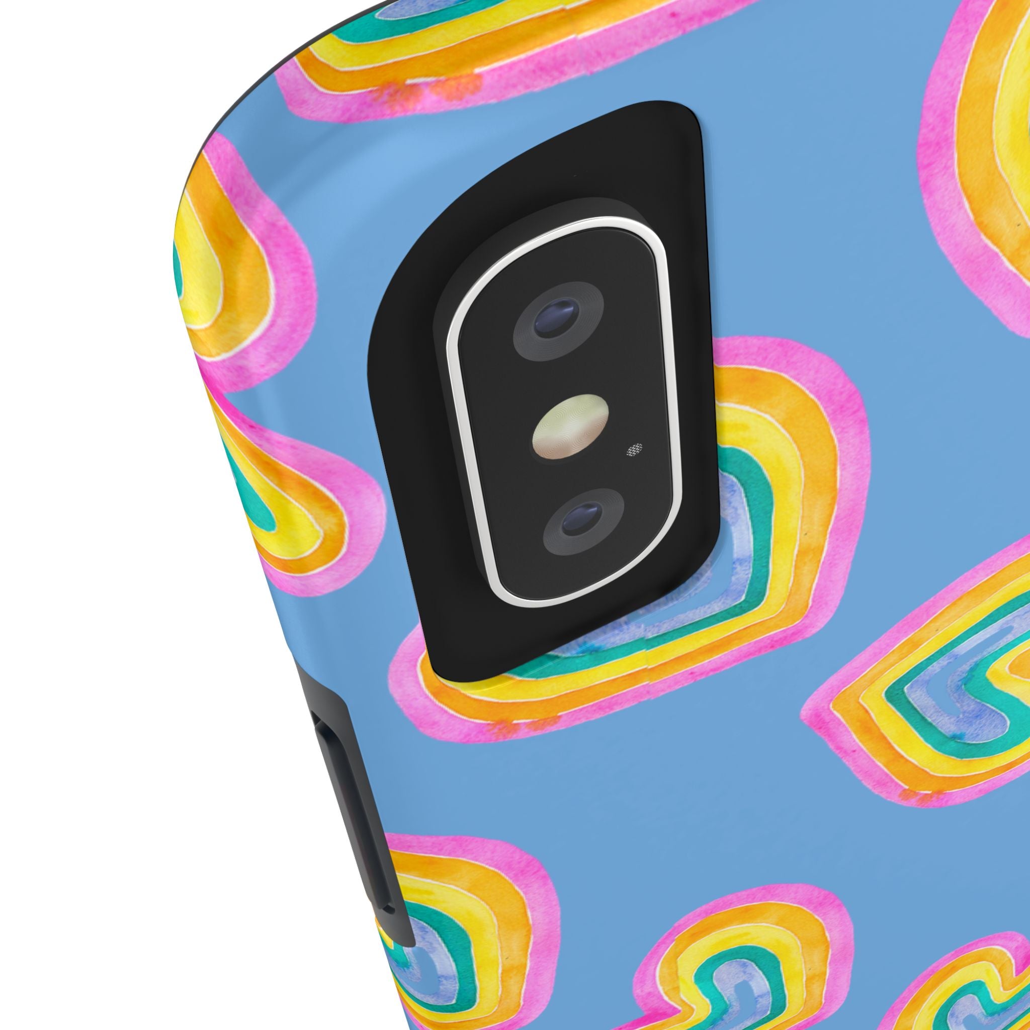Rainbow Heart Tough Phone Case (For iPhone, Galaxy & More) - Light Blue