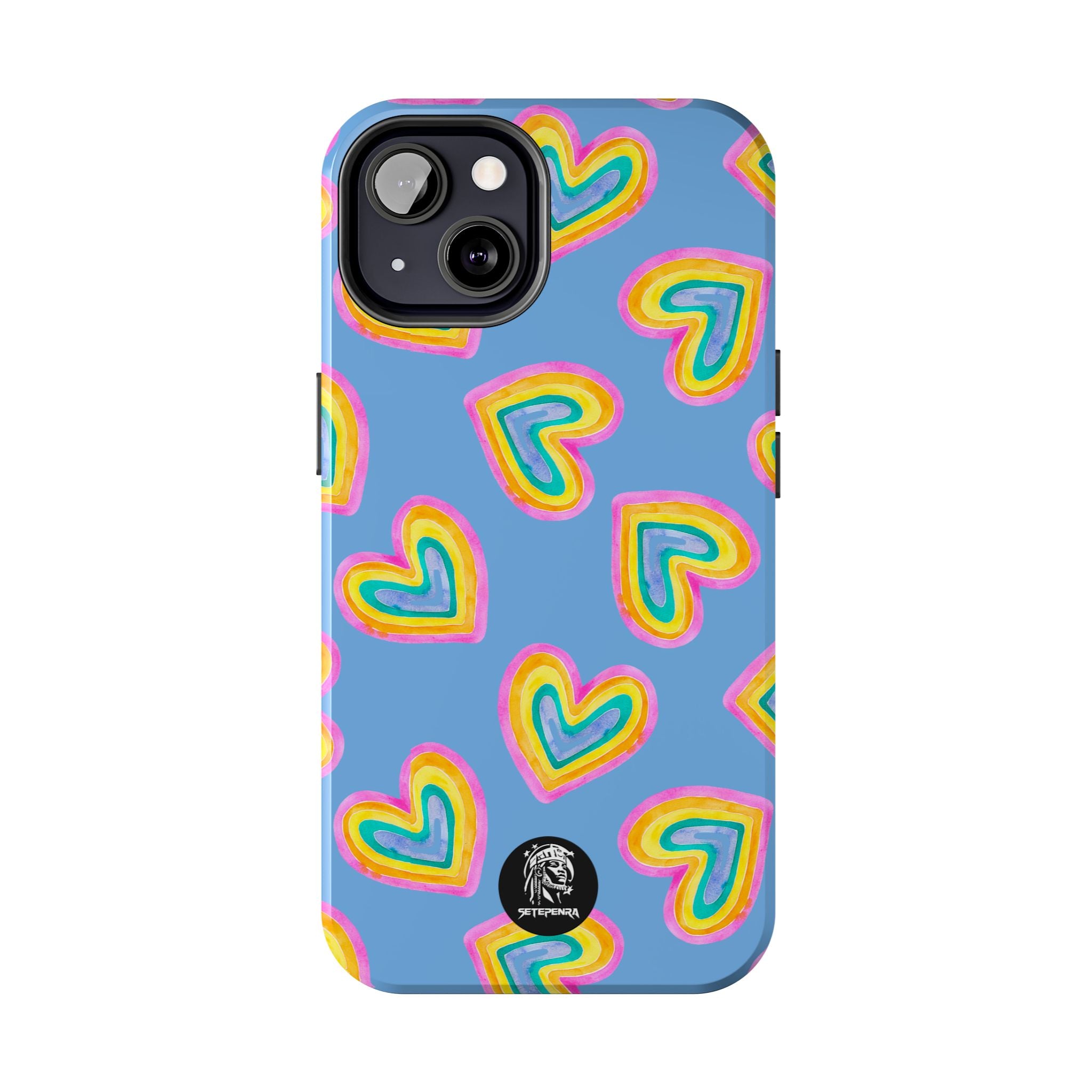 Rainbow Heart Tough Phone Case (For iPhone, Galaxy & More) - Light Blue