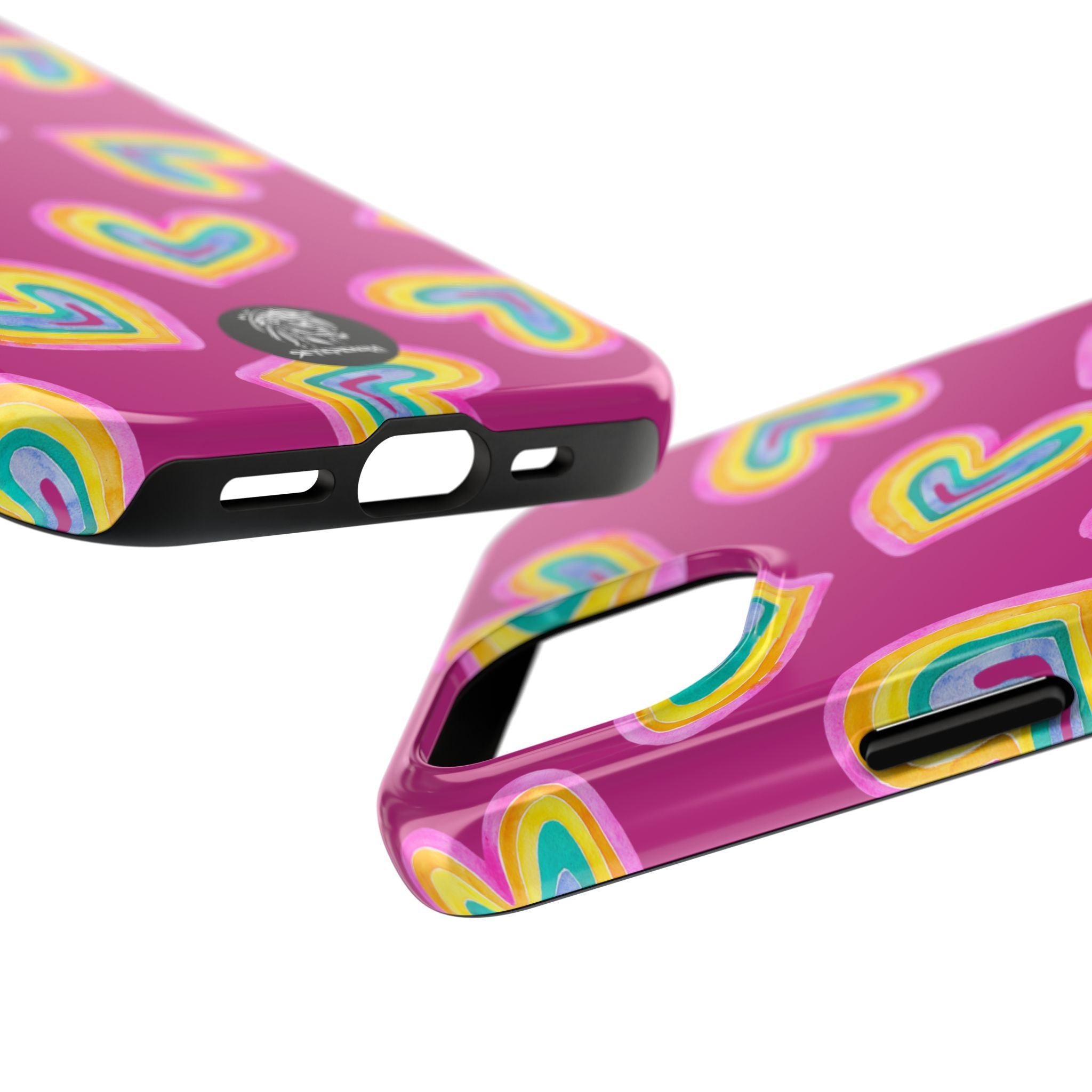 Rainbow Heart Tough Phone Case (For iPhone, Galaxy & More) - Pink