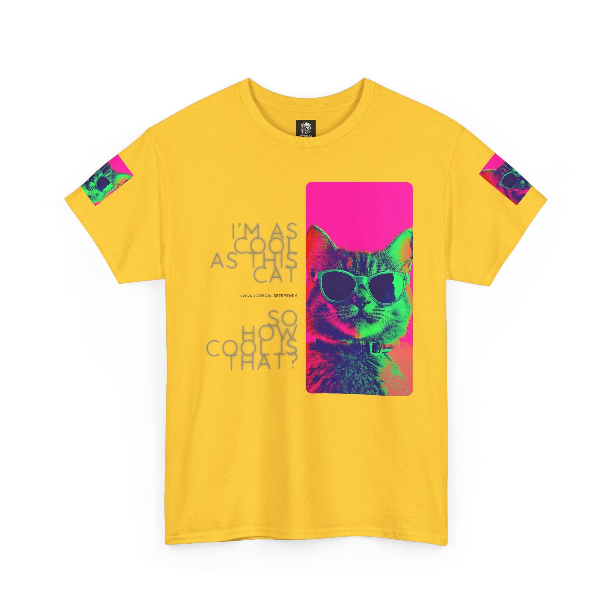 Cool Cat (Whiskers 1) Unisex Heavy Cotton Tee SETEPENRA T-Shirt.