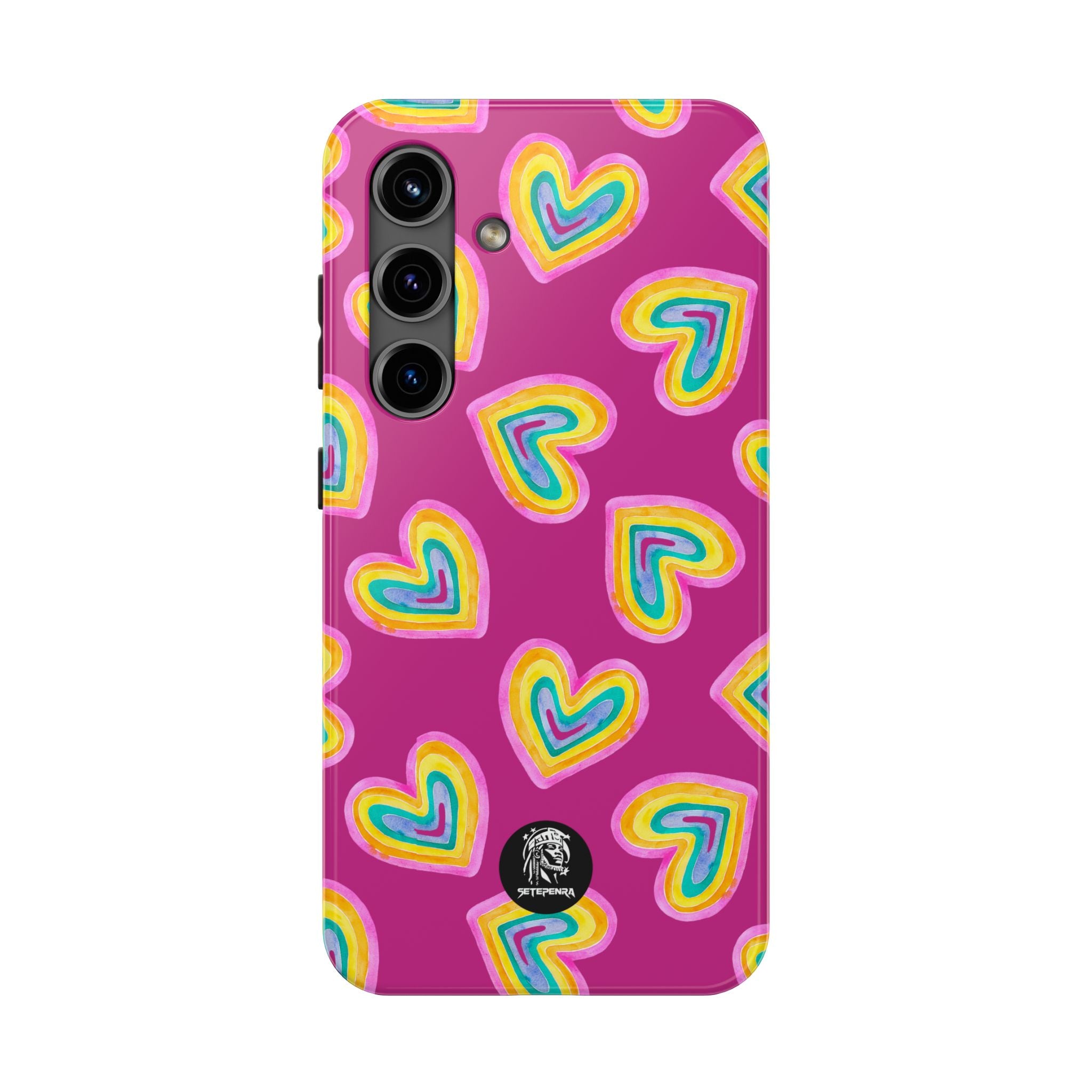 Rainbow Heart Tough Phone Case (For iPhone, Galaxy & More) - Pink