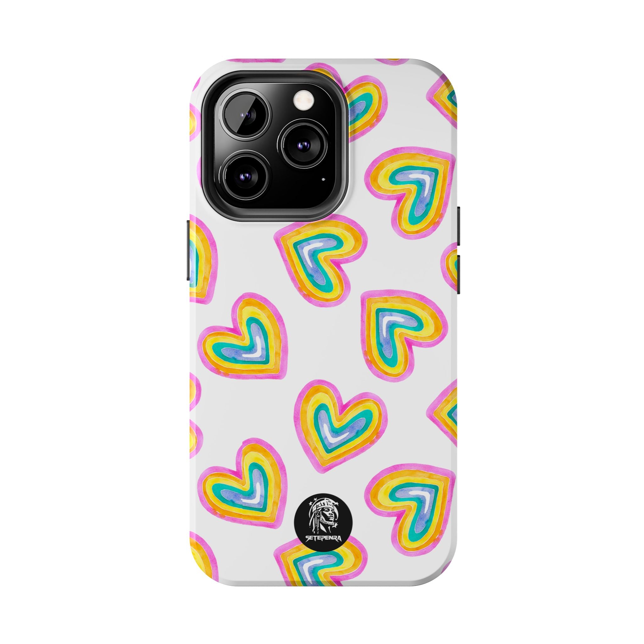 Rainbow Heart Tough Phone Case (For iPhone, Galaxy & More) - White