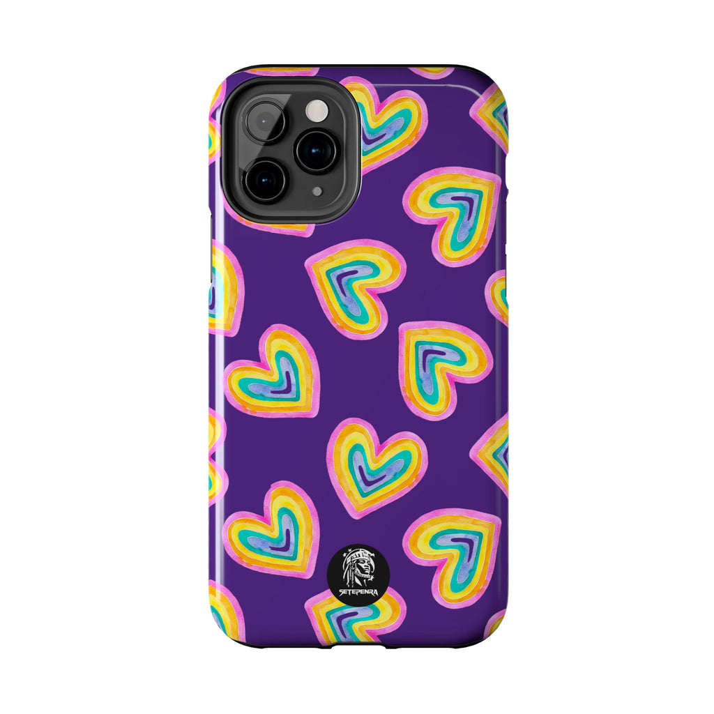 Rainbow Heart Tough Phone Case (For iPhone, Galaxy & More) - Purple