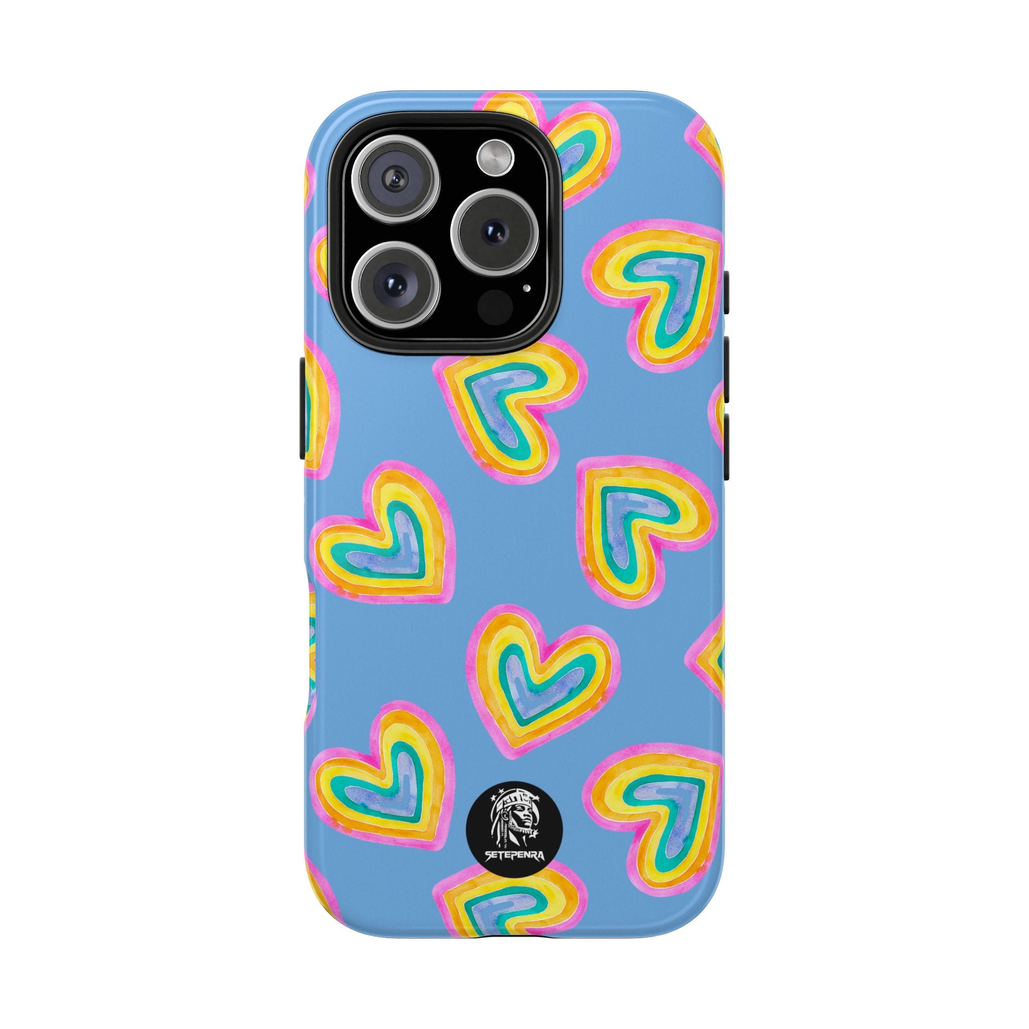 Rainbow Heart Tough Phone Case (For iPhone, Galaxy & More) - Light Blue