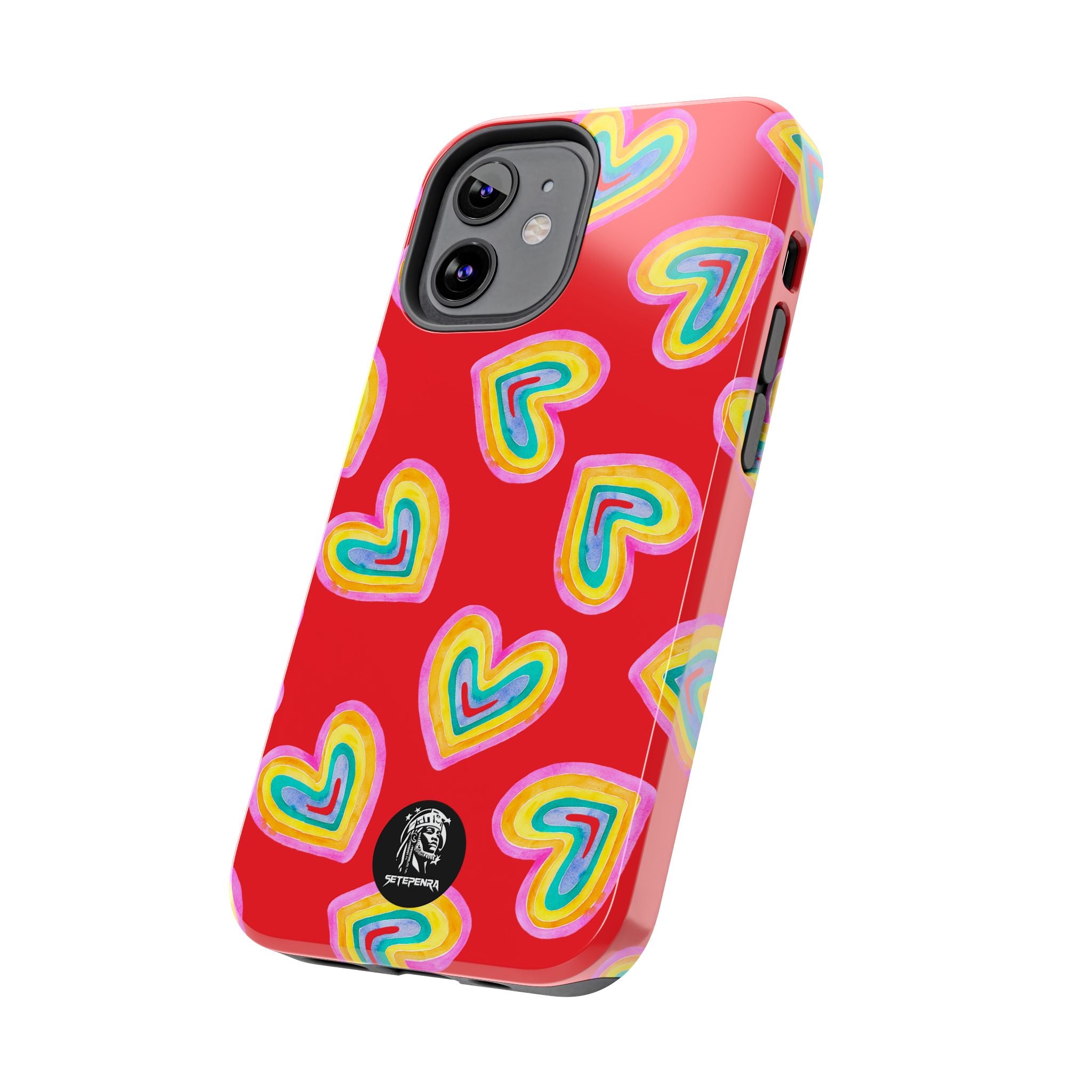 Rainbow Heart Tough Phone Case (For iPhone, Galaxy & More) - Red