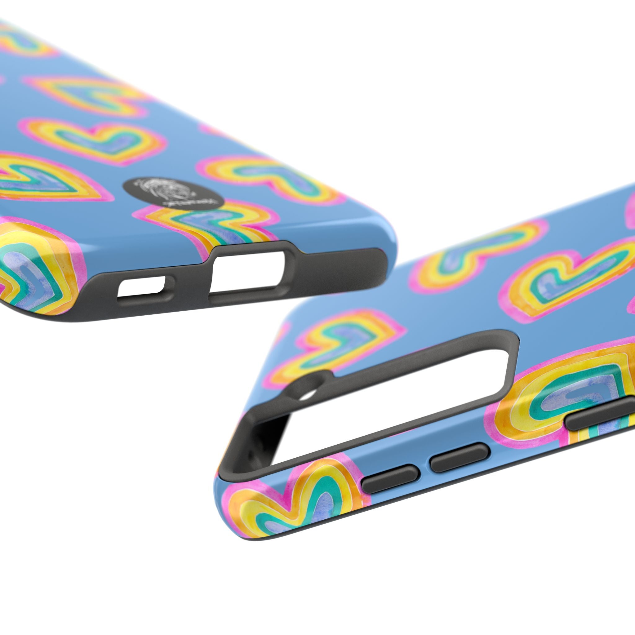 Rainbow Heart Tough Phone Case (For iPhone, Galaxy & More) - Light Blue