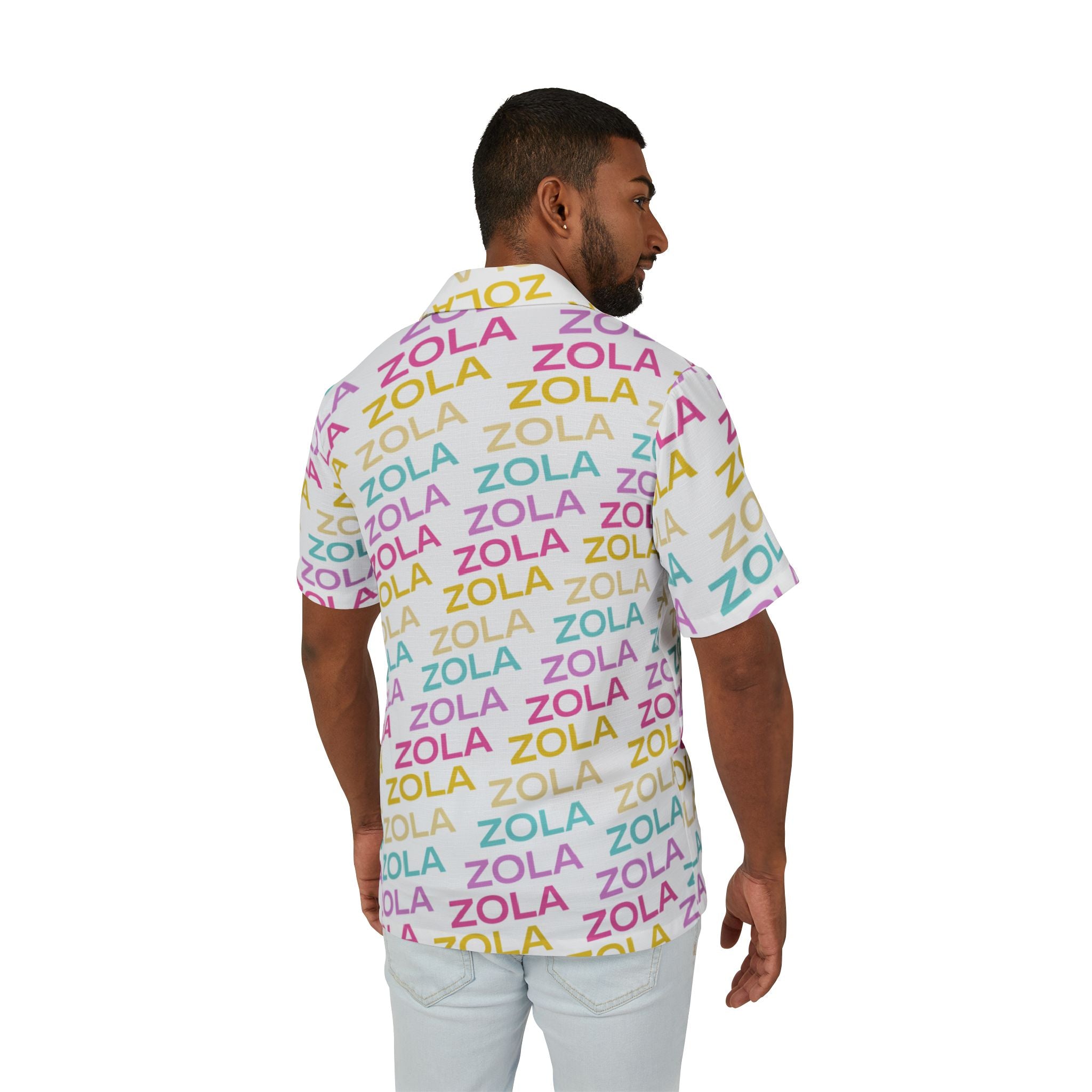 Zola Men's Hawaiian Camp Shirt (White) SETEPENRA All Over Prints.