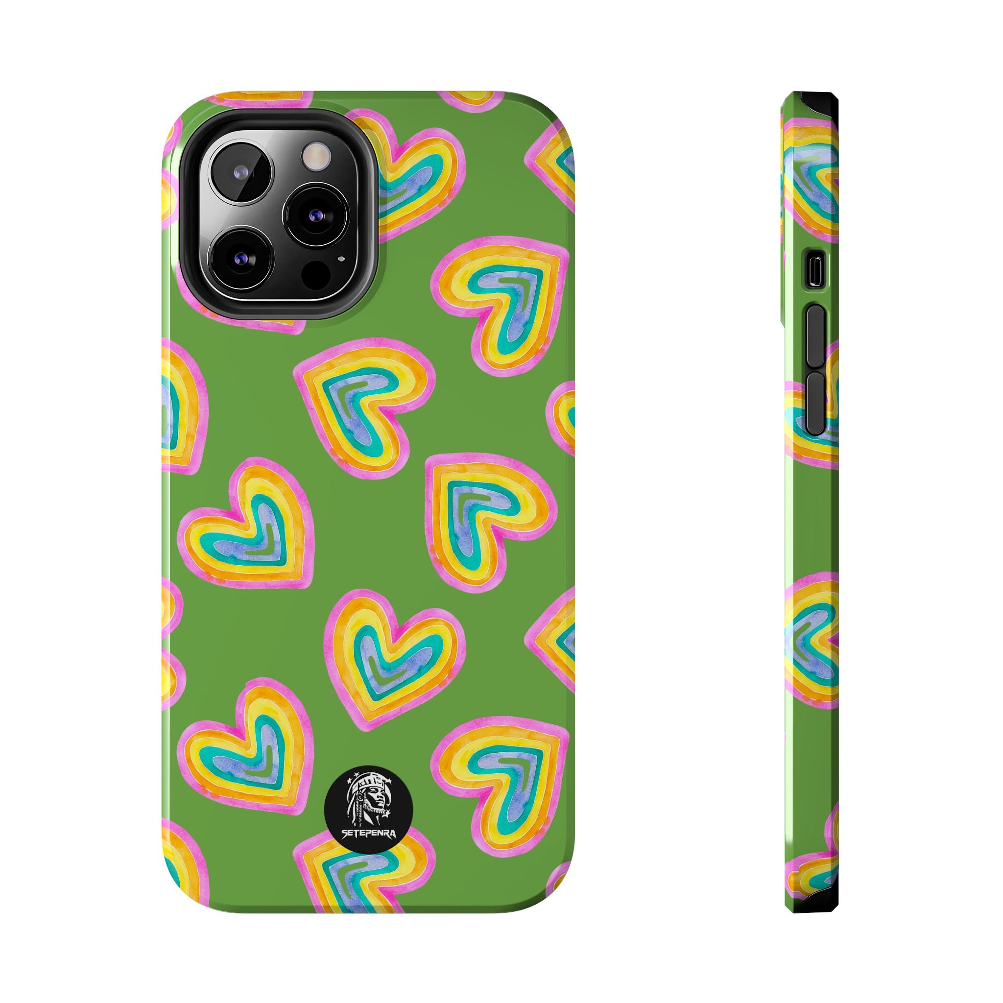 Rainbow Heart Tough Phone Case (For iPhone, Galaxy & More) - Green