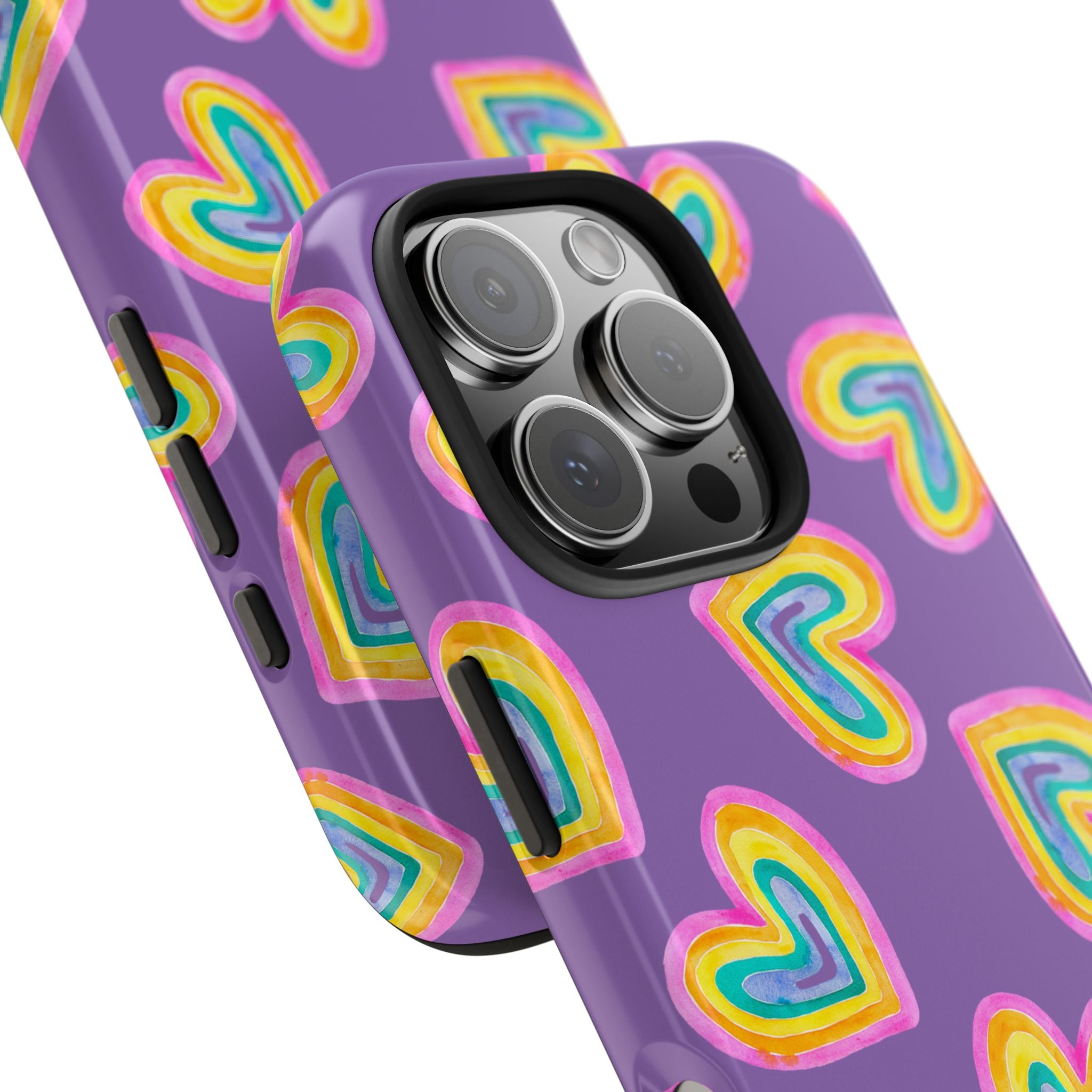 Rainbow Heart Tough Phone Case (For iPhone, Galaxy & More) - Light Purple