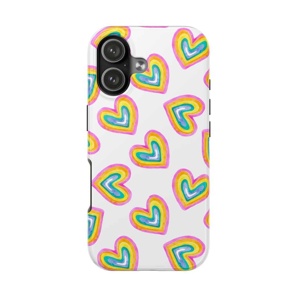 Rainbow Heart Tough Phone Case — Durable Cute Protective Phone Cover