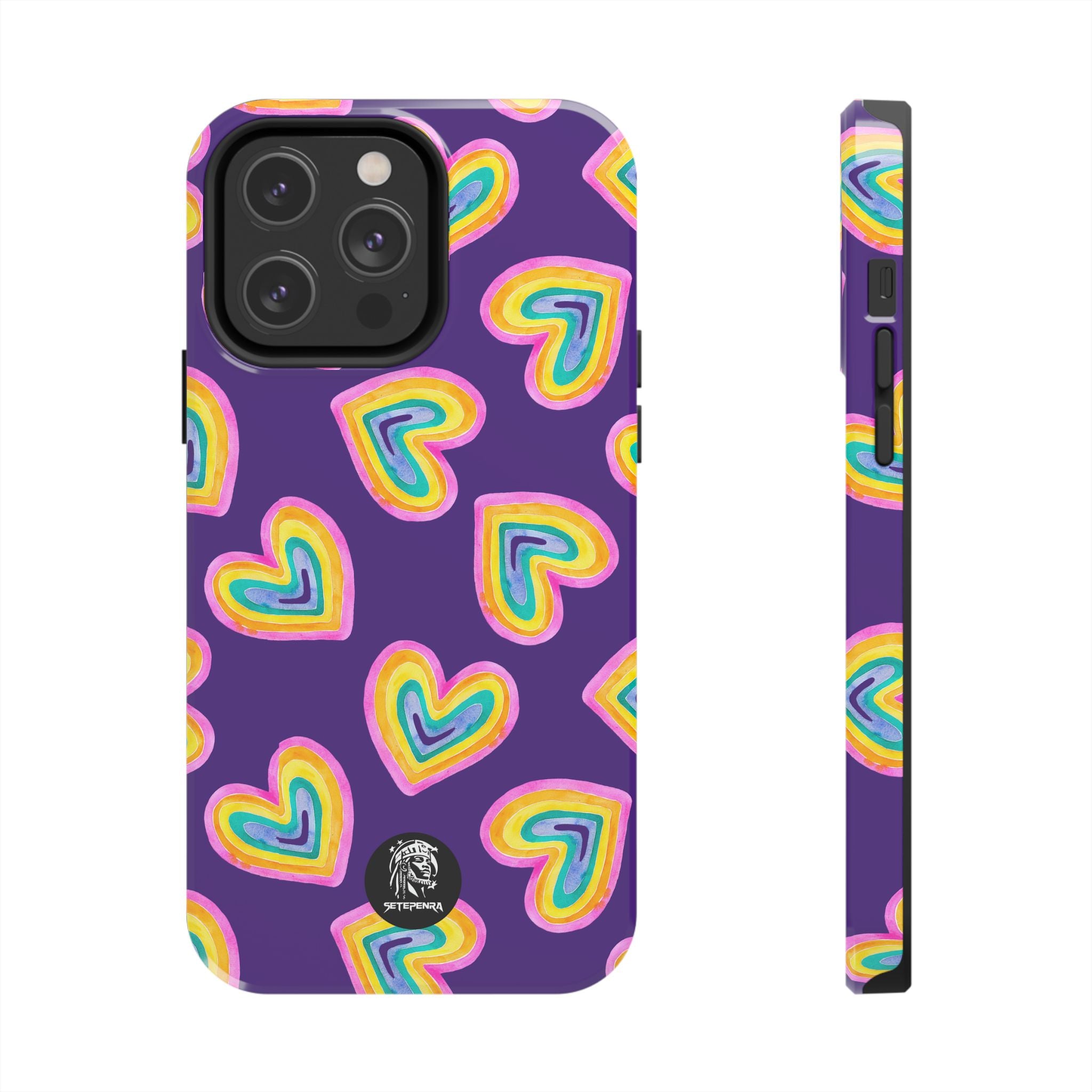 Rainbow Heart Tough Phone Case (For iPhone, Galaxy & More) - Purple