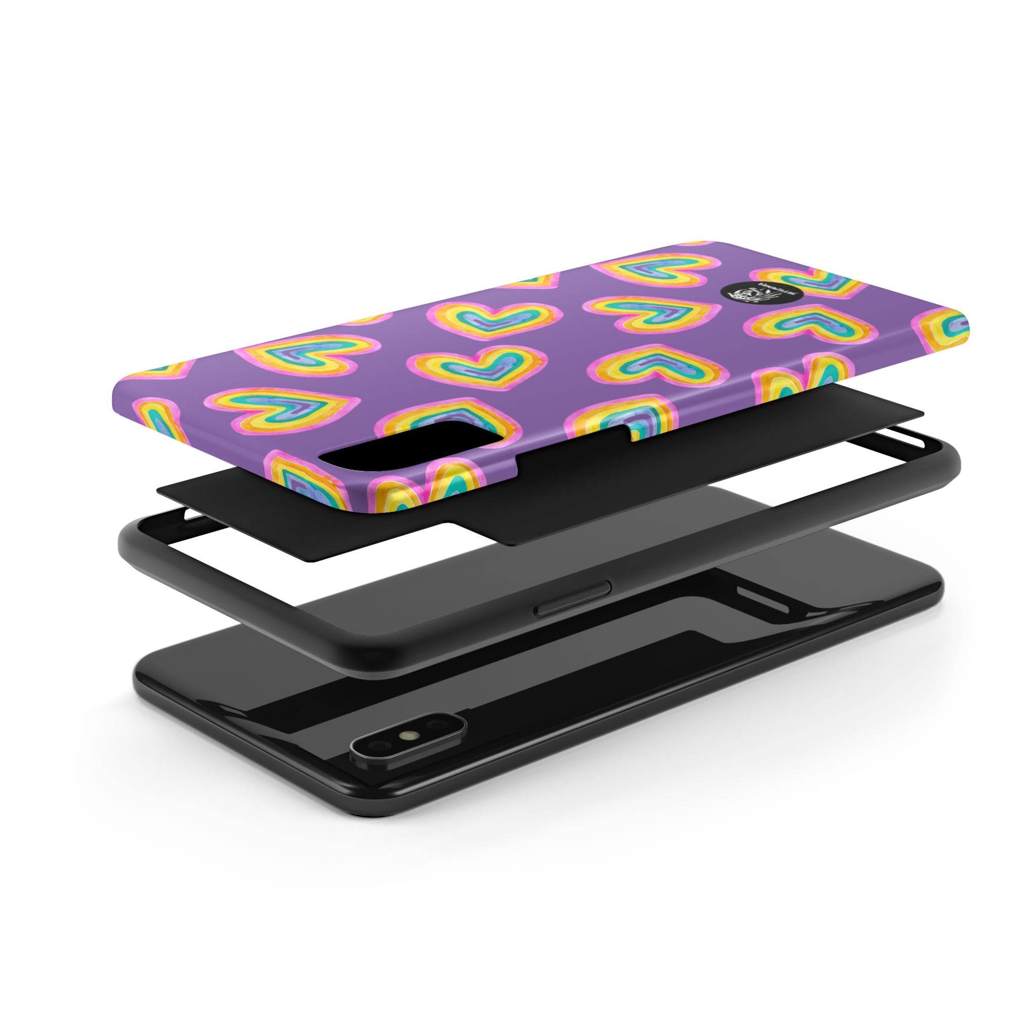 Rainbow Heart Tough Phone Case (For iPhone, Galaxy & More) - Light Purple