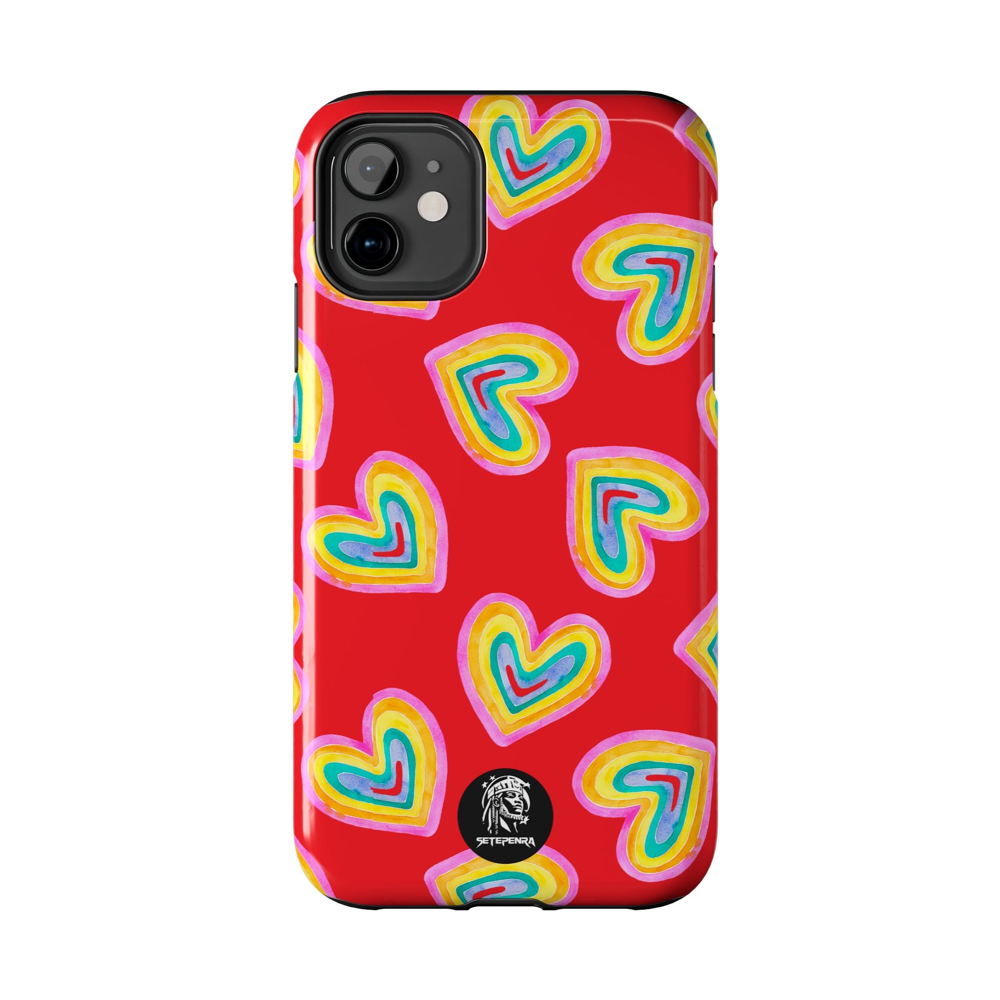 Rainbow Heart Tough Phone Case (For iPhone, Galaxy & More) - Red