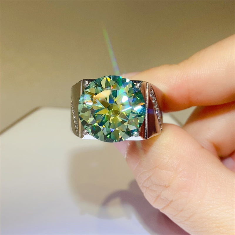 10 Carat Moissanite 925 Sterling Silver Signet Ring SETEPENRA .