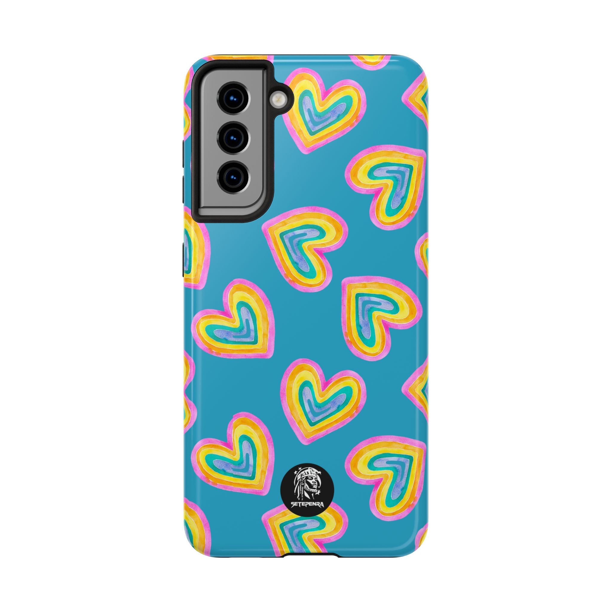 Rainbow Heart Tough Phone Case (For iPhone, Galaxy & More) - Turquoise