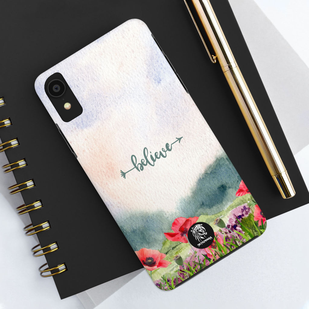 Believe Tough Phone Case (For iPhone, Galaxy & More) - Watercolor Flower
