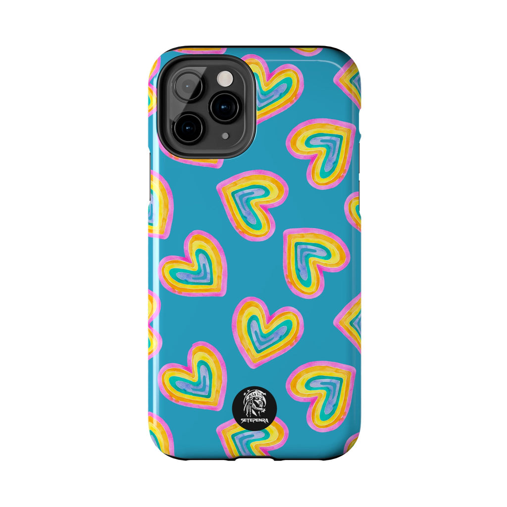 Rainbow Heart Tough Phone Case (For iPhone, Galaxy & More) - Turquoise