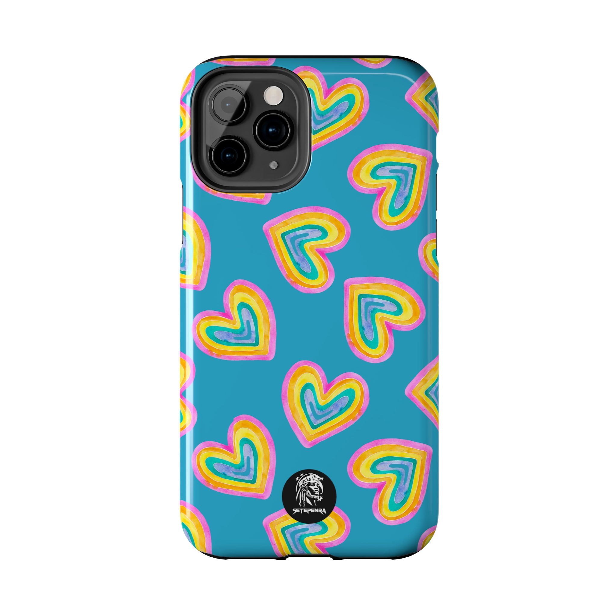 Rainbow Heart Tough Phone Case (For iPhone, Galaxy & More) - Turquoise