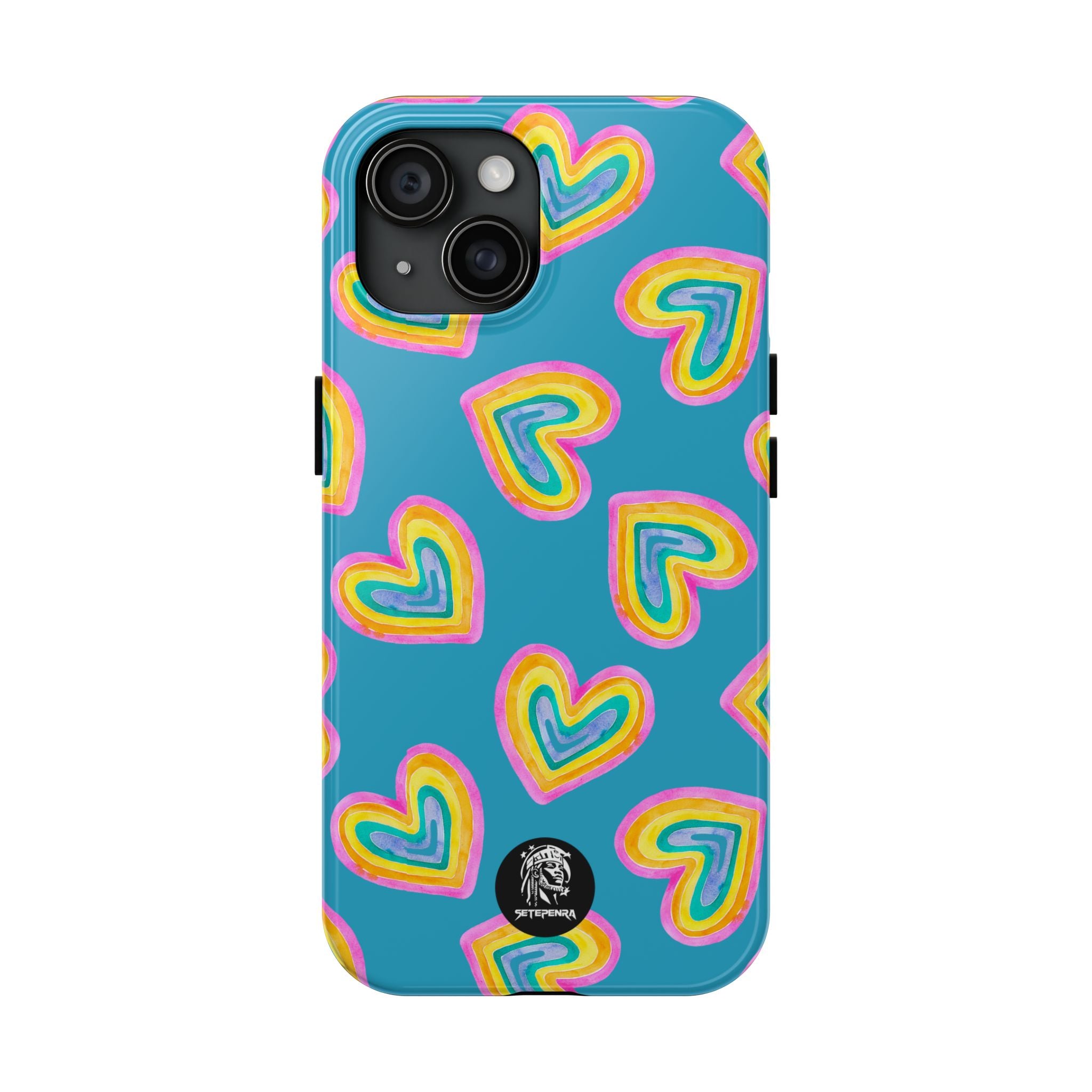 Rainbow Heart Tough Phone Case (For iPhone, Galaxy & More) - Turquoise