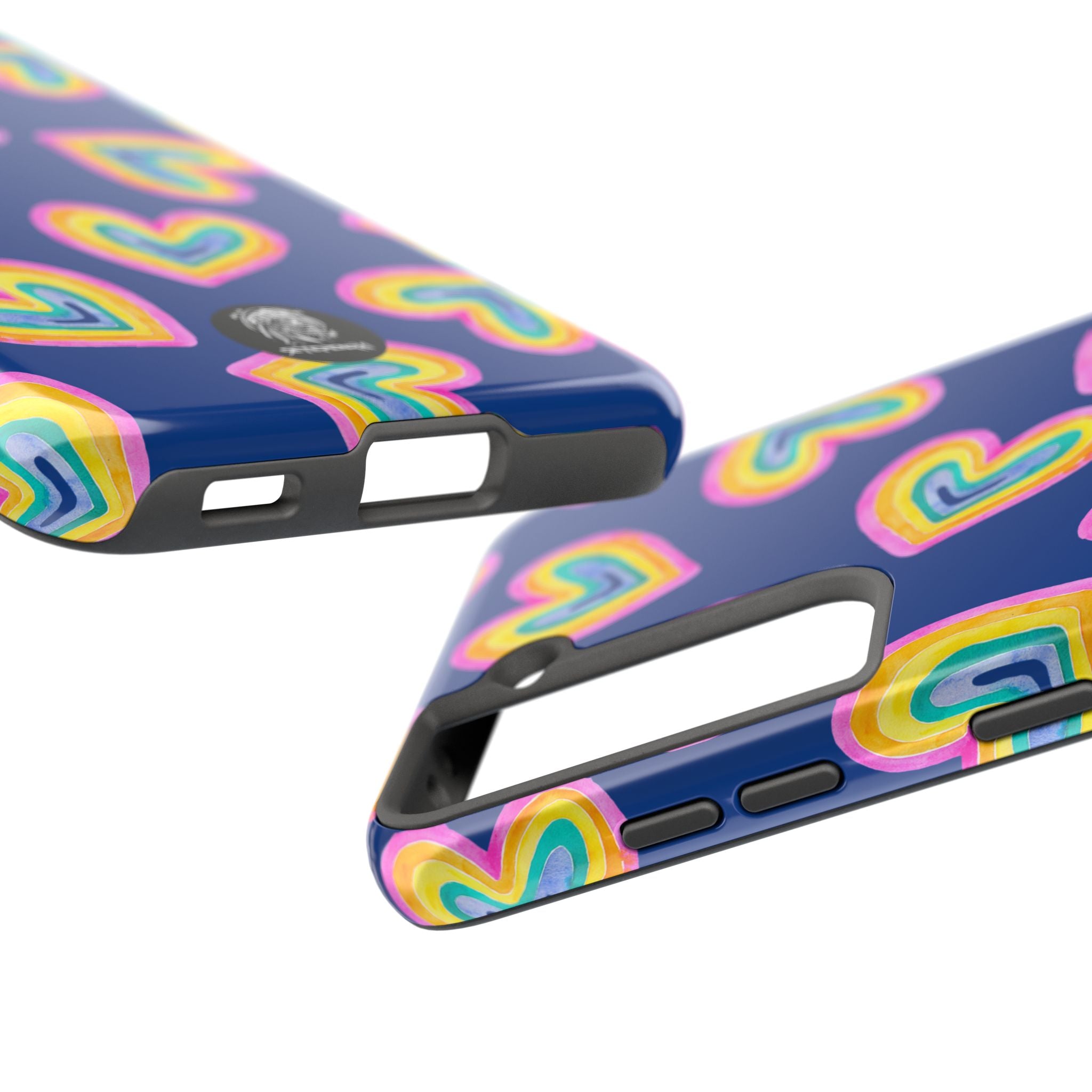 Rainbow Heart Tough Phone Case (For iPhone, Galaxy & More) - Dark Blue