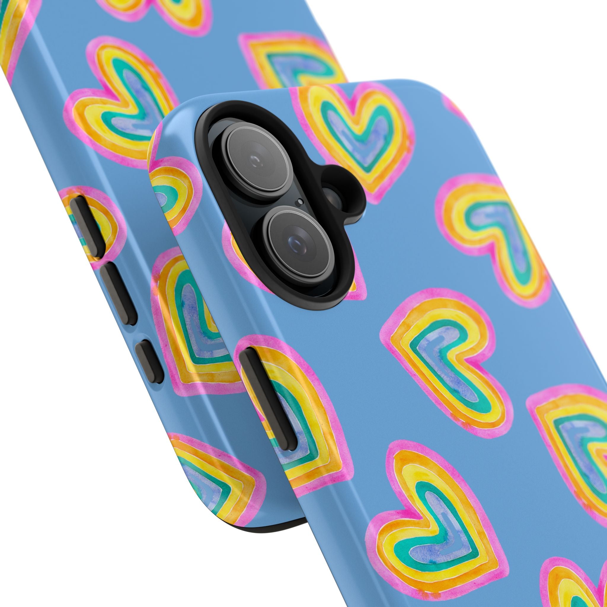 Rainbow Heart Tough Phone Case (For iPhone, Galaxy & More) - Light Blue