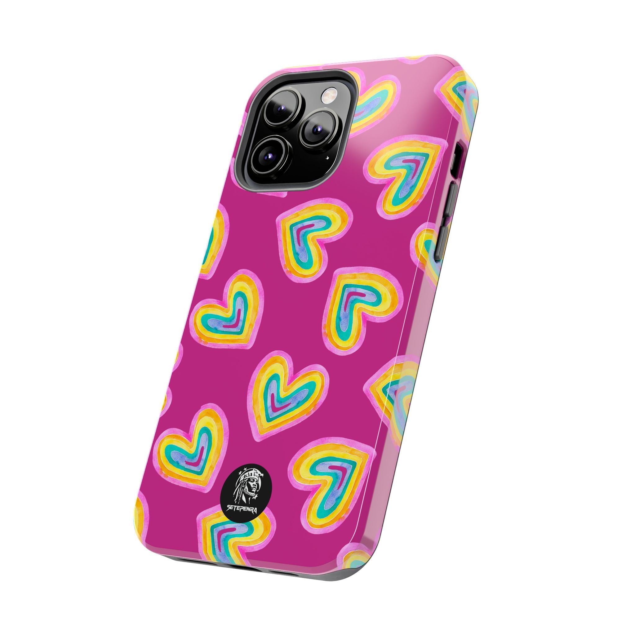 Rainbow Heart Tough Phone Case (For iPhone, Galaxy & More) - Pink