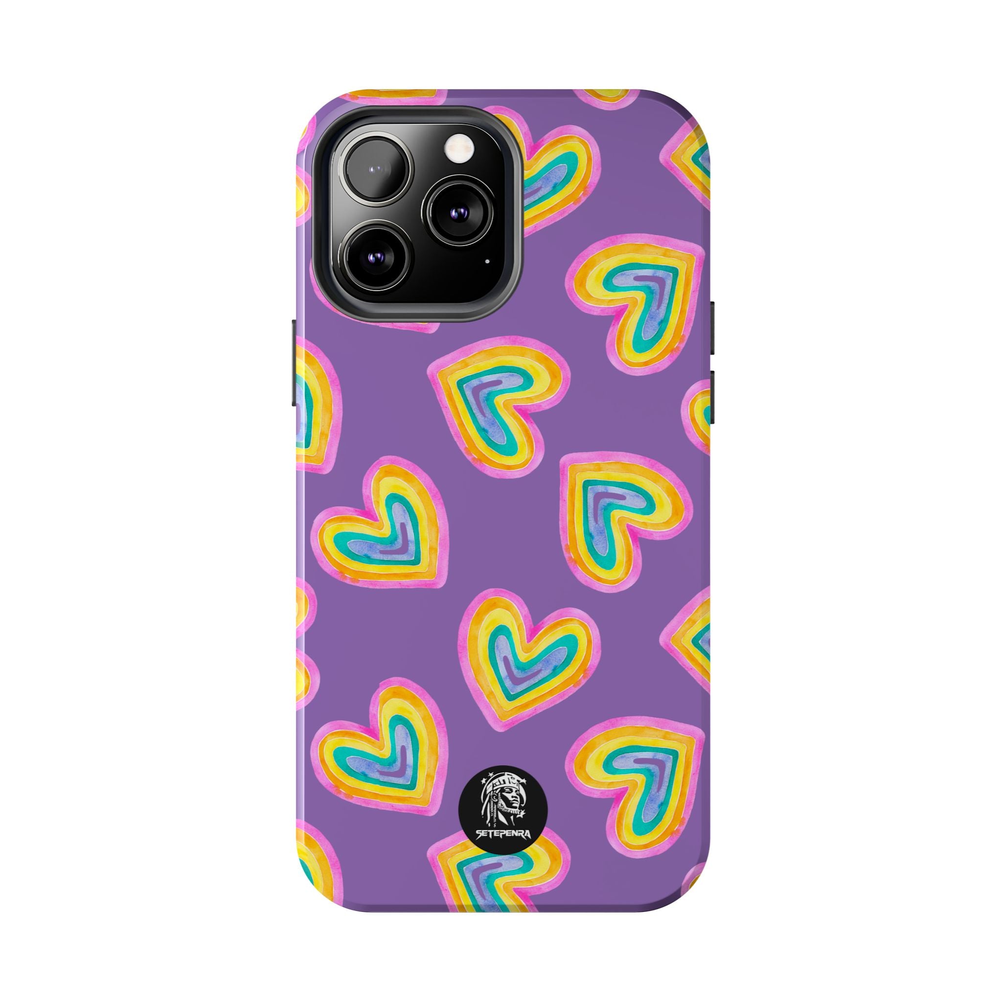 Rainbow Heart Tough Phone Case (For iPhone, Galaxy & More) - Light Purple