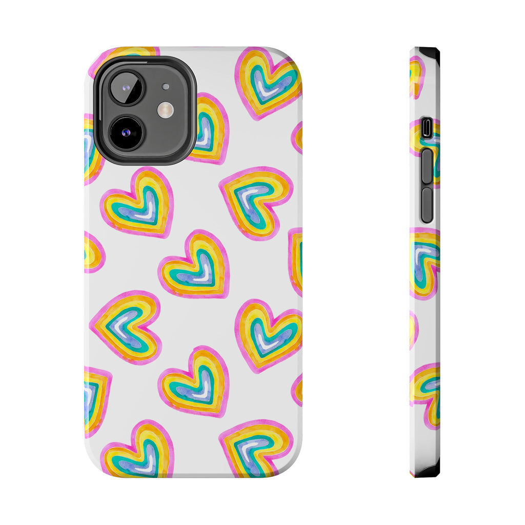 Rainbow Heart Tough Phone Case — Durable Cute Protective Phone Cover