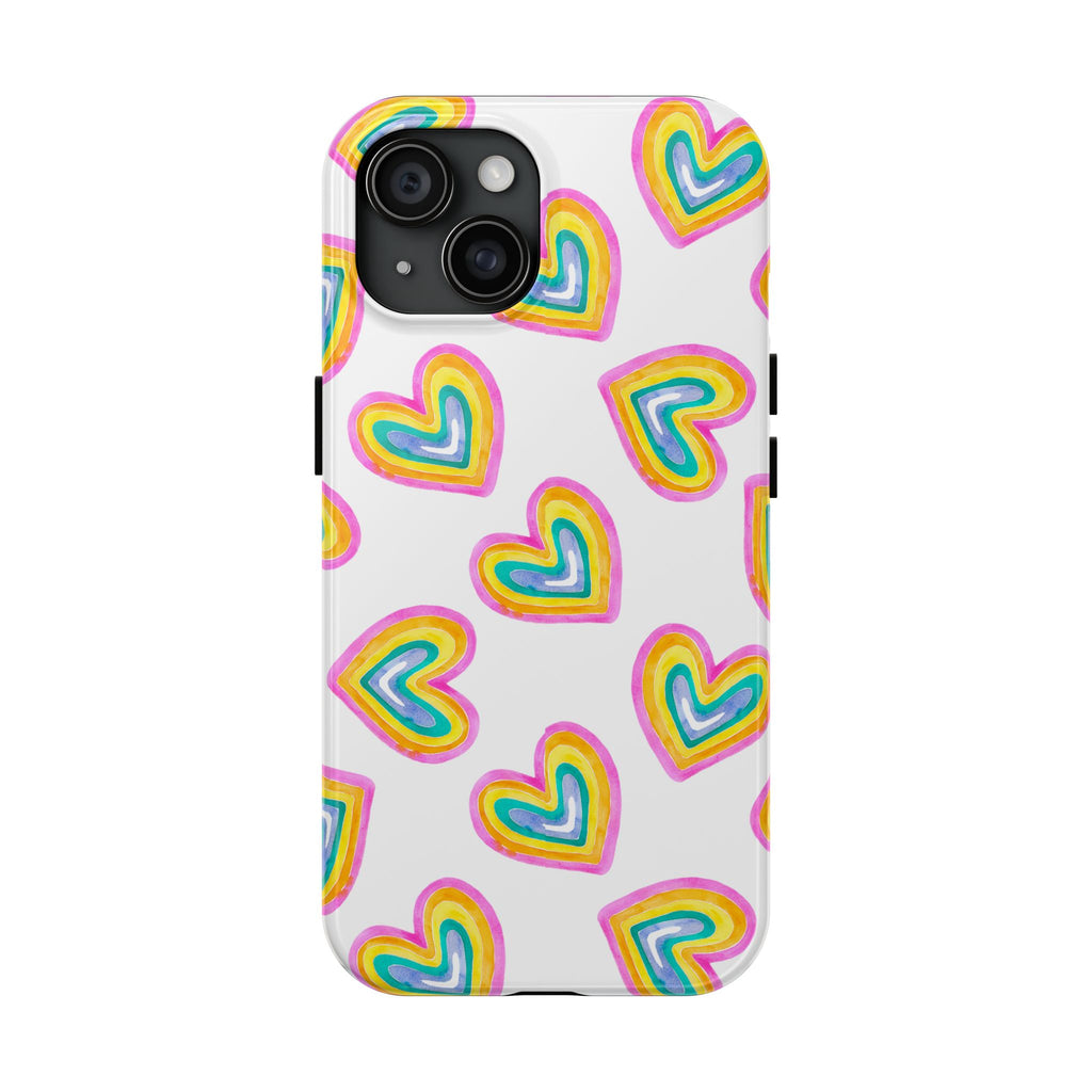 Rainbow Heart Tough Phone Case — Durable Cute Protective Phone Cover