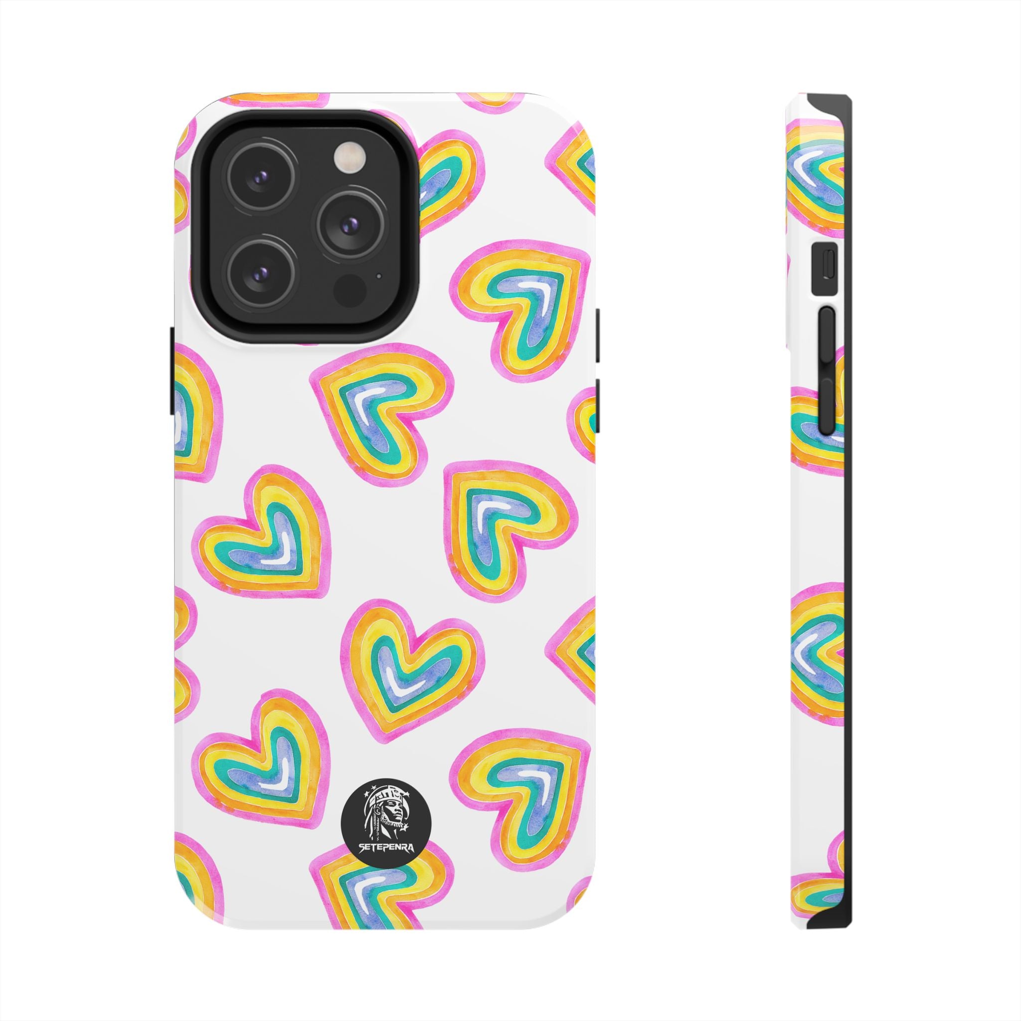 Rainbow Heart Tough Phone Case (For iPhone, Galaxy & More) - White