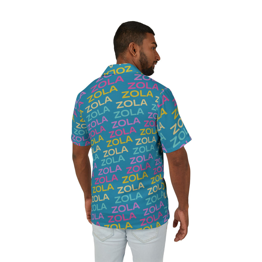 Zola Men's Hawaiian Camp Shirt (Turquoise) SETEPENRA All Over Prints.