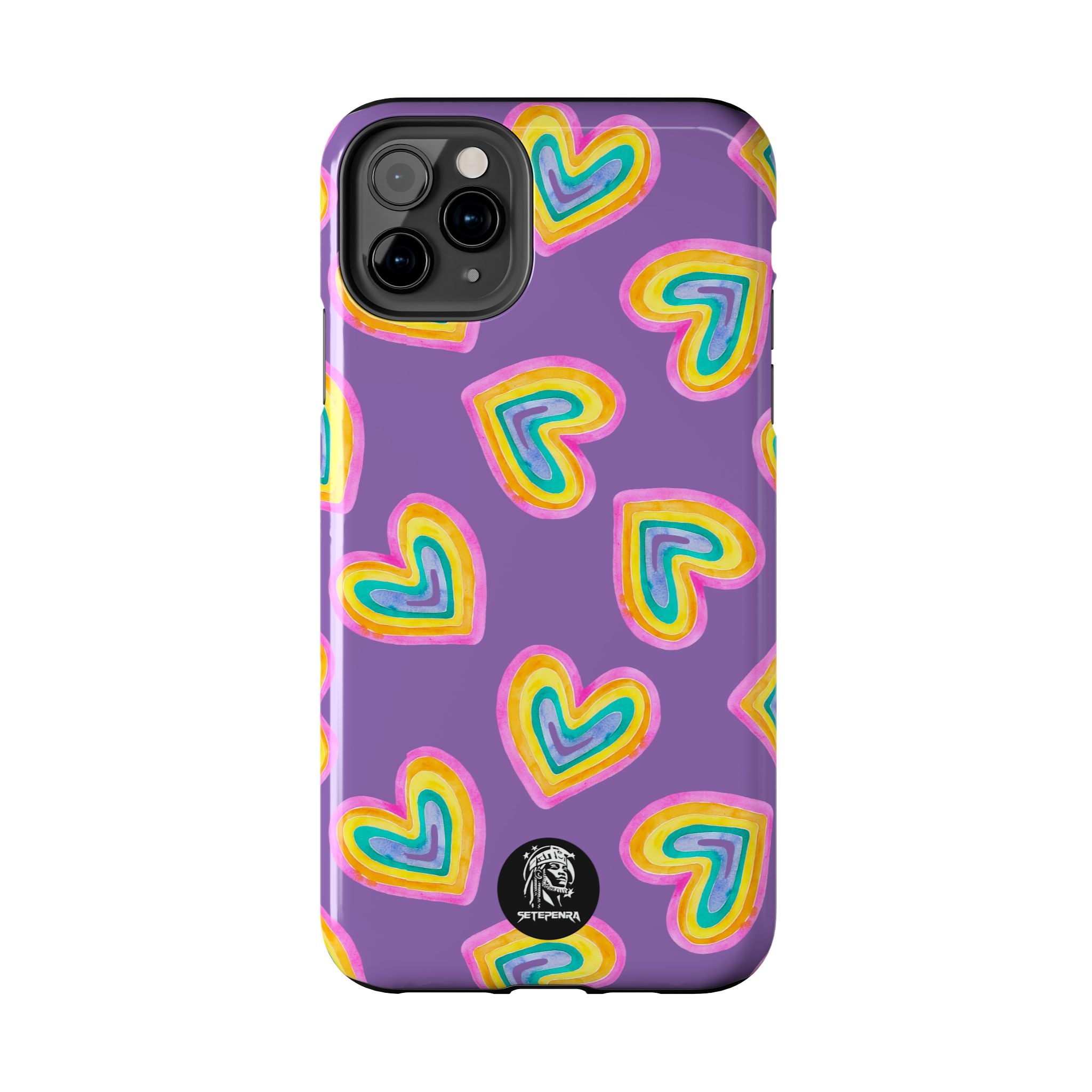 Rainbow Heart Tough Phone Case (For iPhone, Galaxy & More) - Light Purple