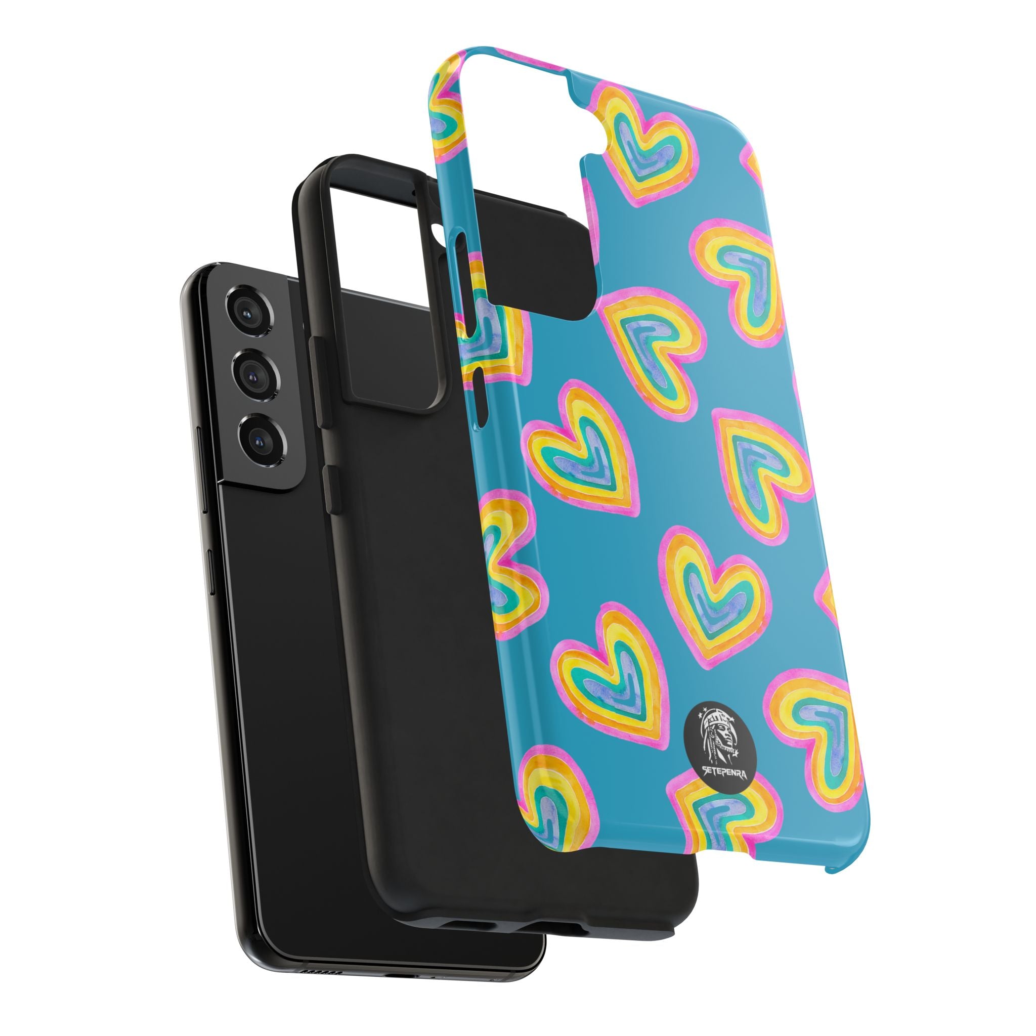 Rainbow Heart Tough Phone Case (For iPhone, Galaxy & More) - Turquoise