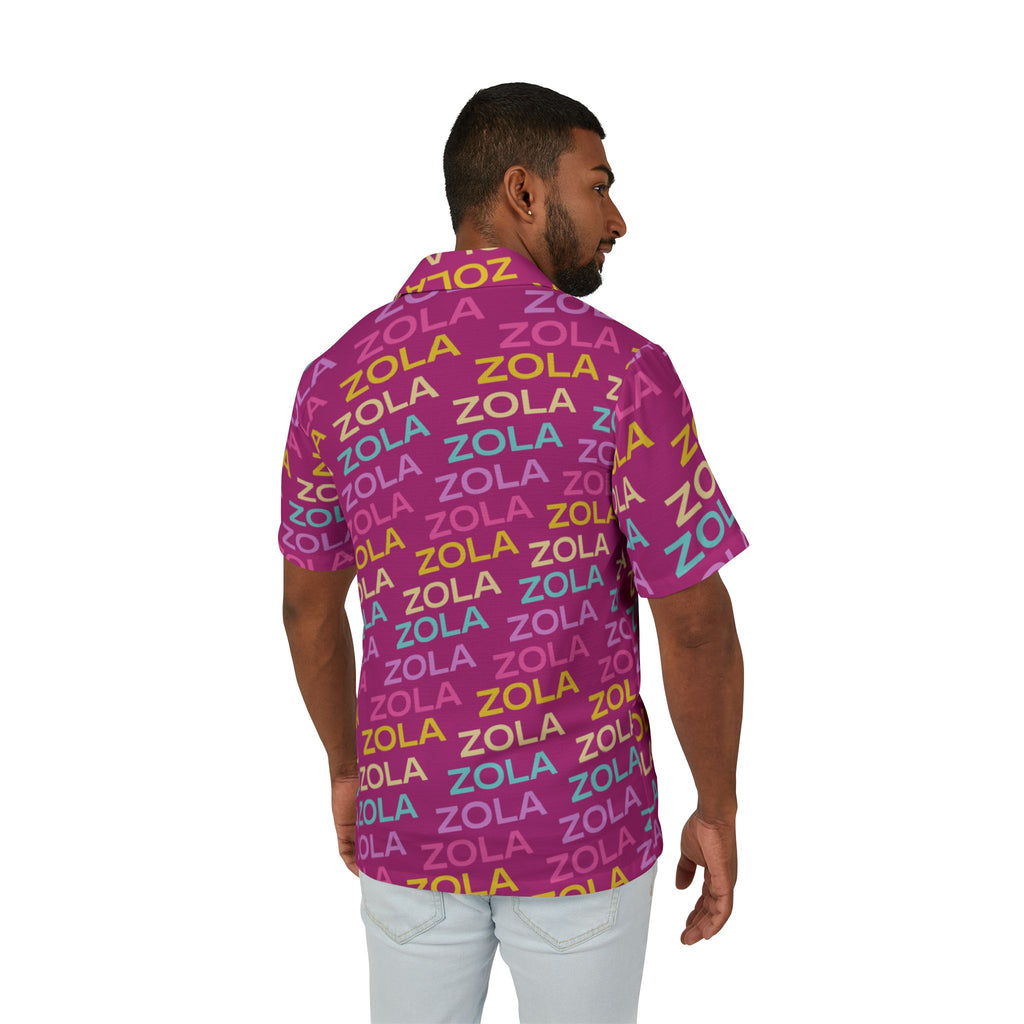 Zola Men's Hawaiian Camp Shirt (Pink) SETEPENRA All Over Prints.