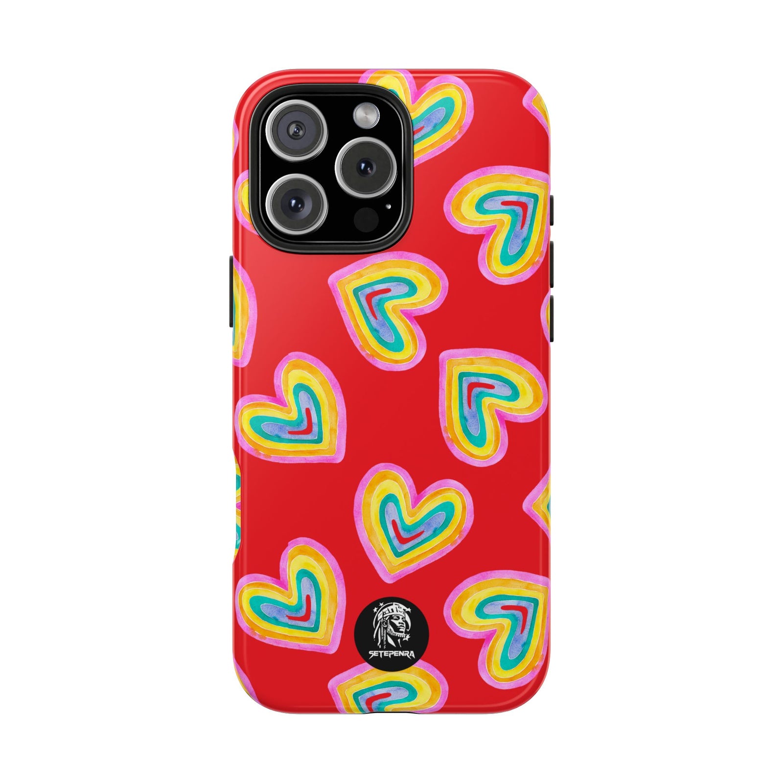Rainbow Heart Tough Phone Case (For iPhone, Galaxy & More) - Red SETEPENRA Phone Case.