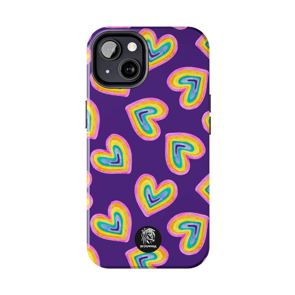 Rainbow Heart Tough Phone Case (For iPhone, Galaxy & More) - Purple