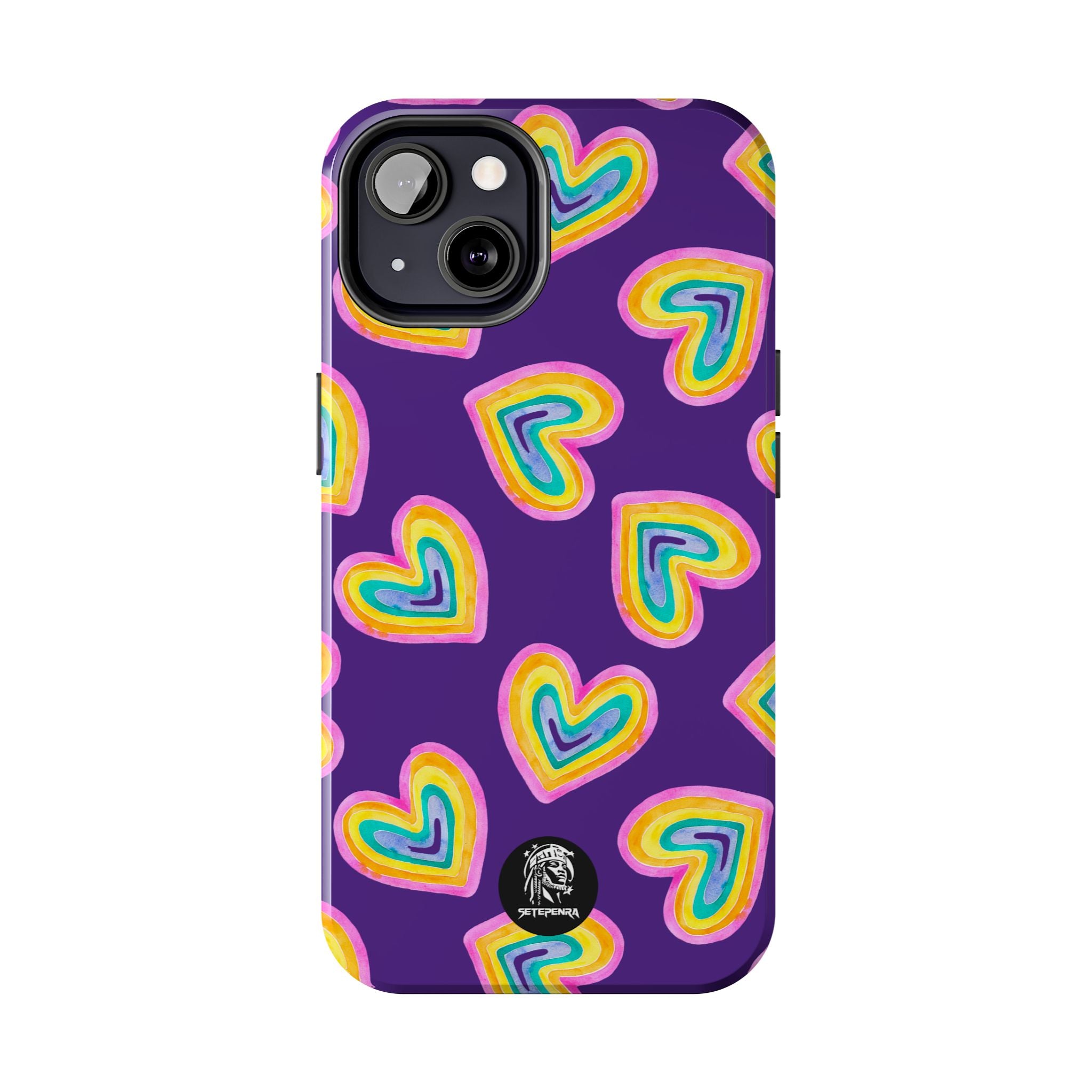 Rainbow Heart Tough Phone Case (For iPhone, Galaxy & More) - Purple